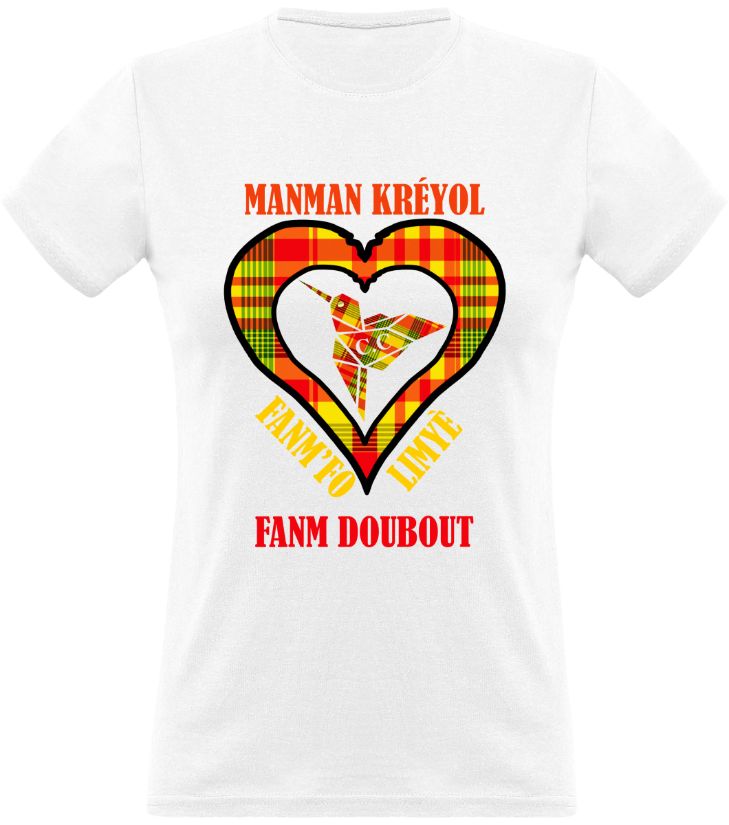 Colibri Madras Jon/Sunshine T-shirt Manman Kréyol Fanm fo