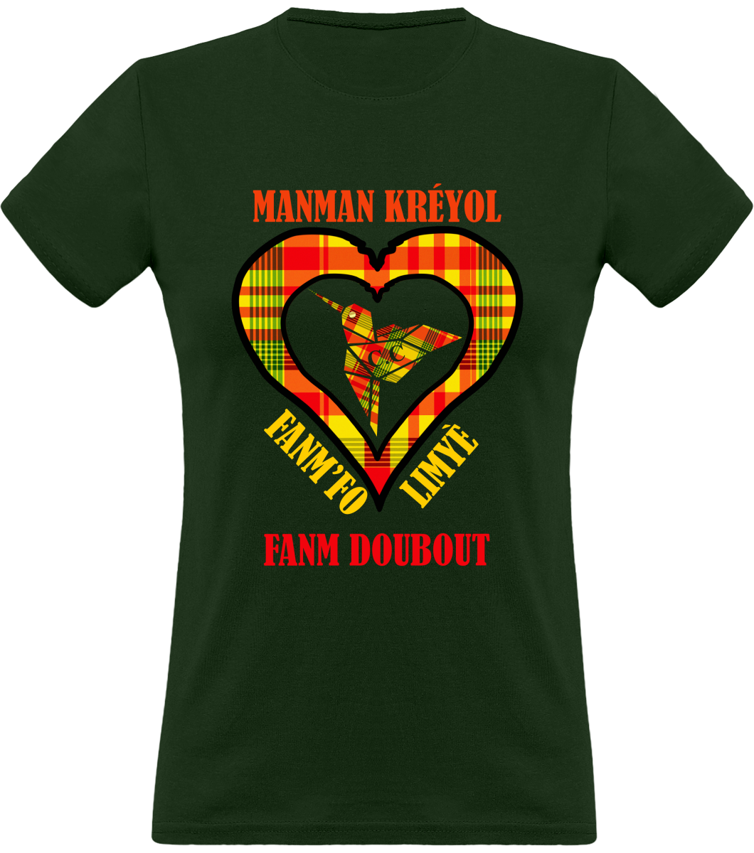 Colibri Madras Jon/Sunshine T-shirt Manman Kréyol Fanm fo