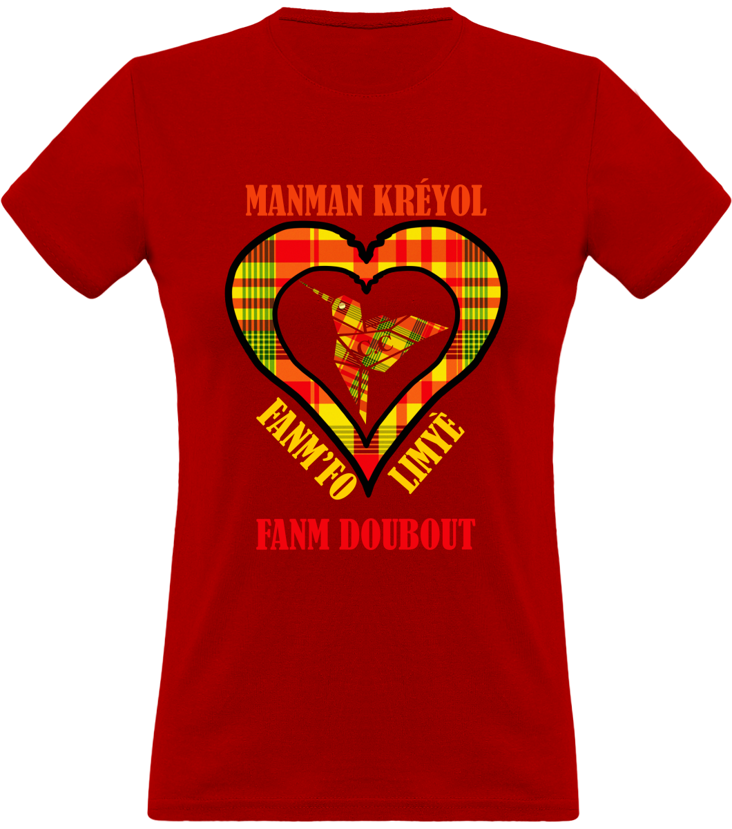 Colibri Madras Jon/Sunshine T-shirt Manman Kréyol Fanm fo