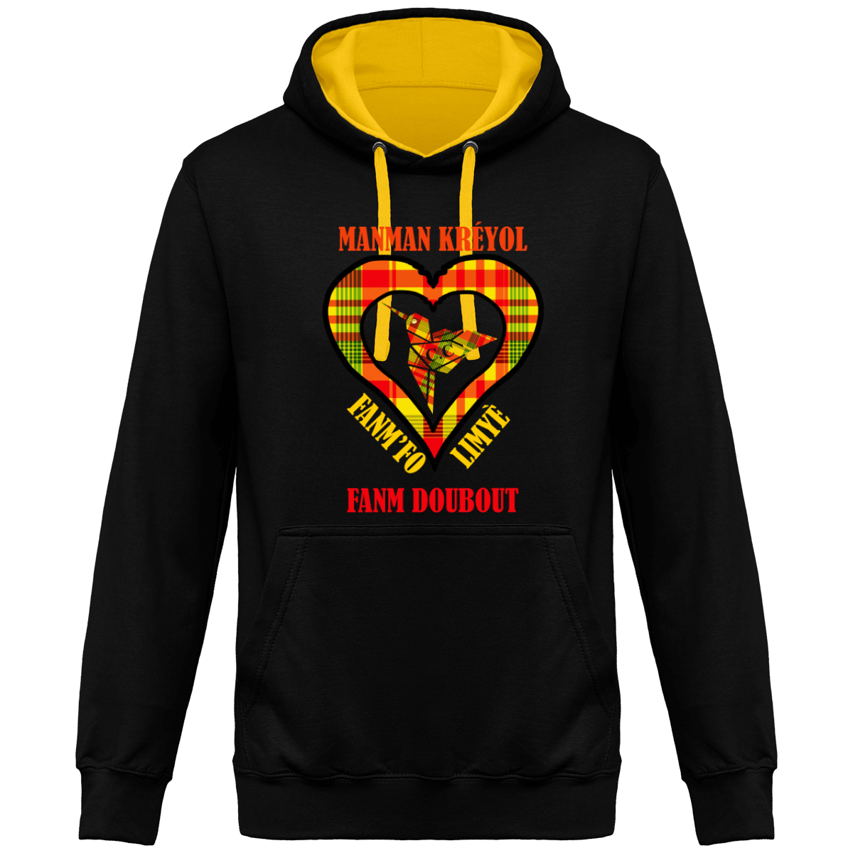 Sweat à Capuche Bicolore Madras sunshine Fanm Fo