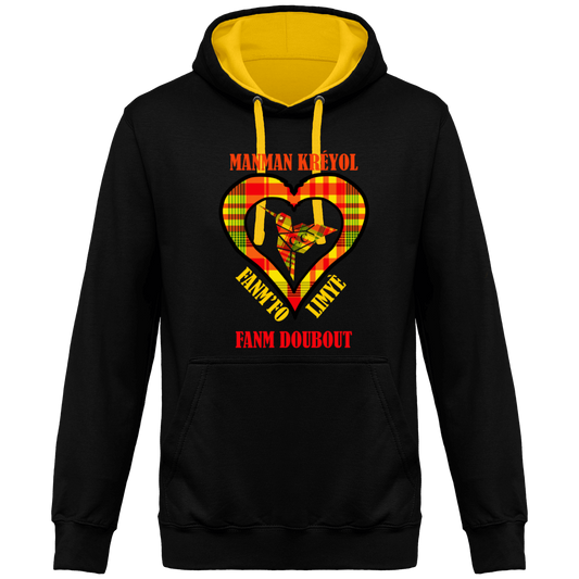 Sweat à Capuche Bicolore Madras sunshine Fanm Fo