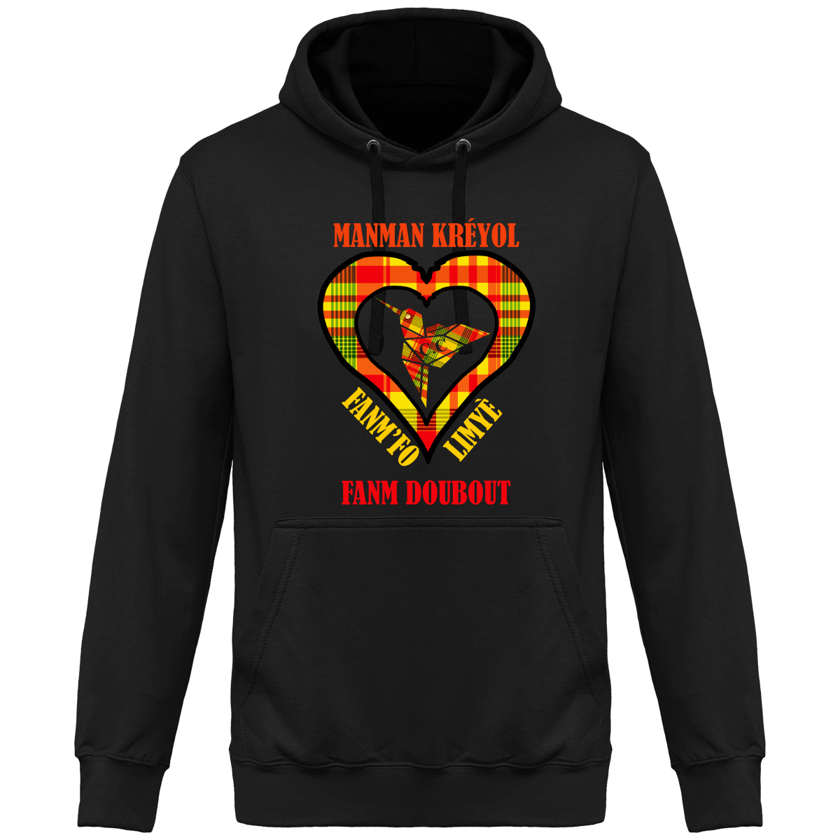 Sweat à Capuche Bicolore Madras sunshine Fanm Fo