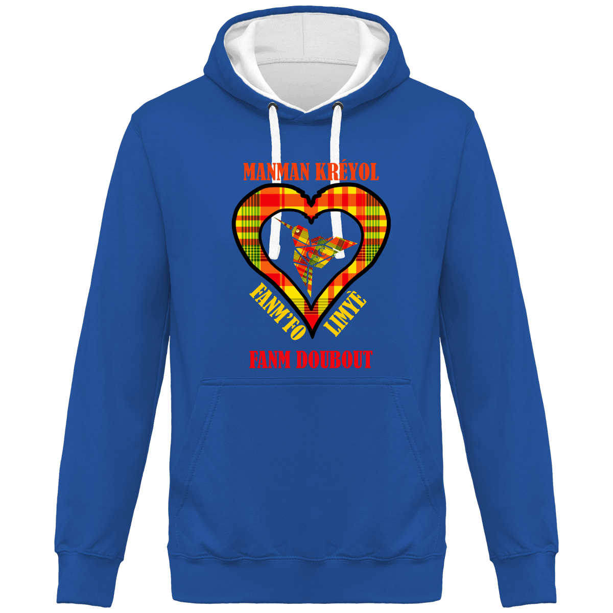 Sweat à Capuche Bicolore Madras sunshine Fanm Fo