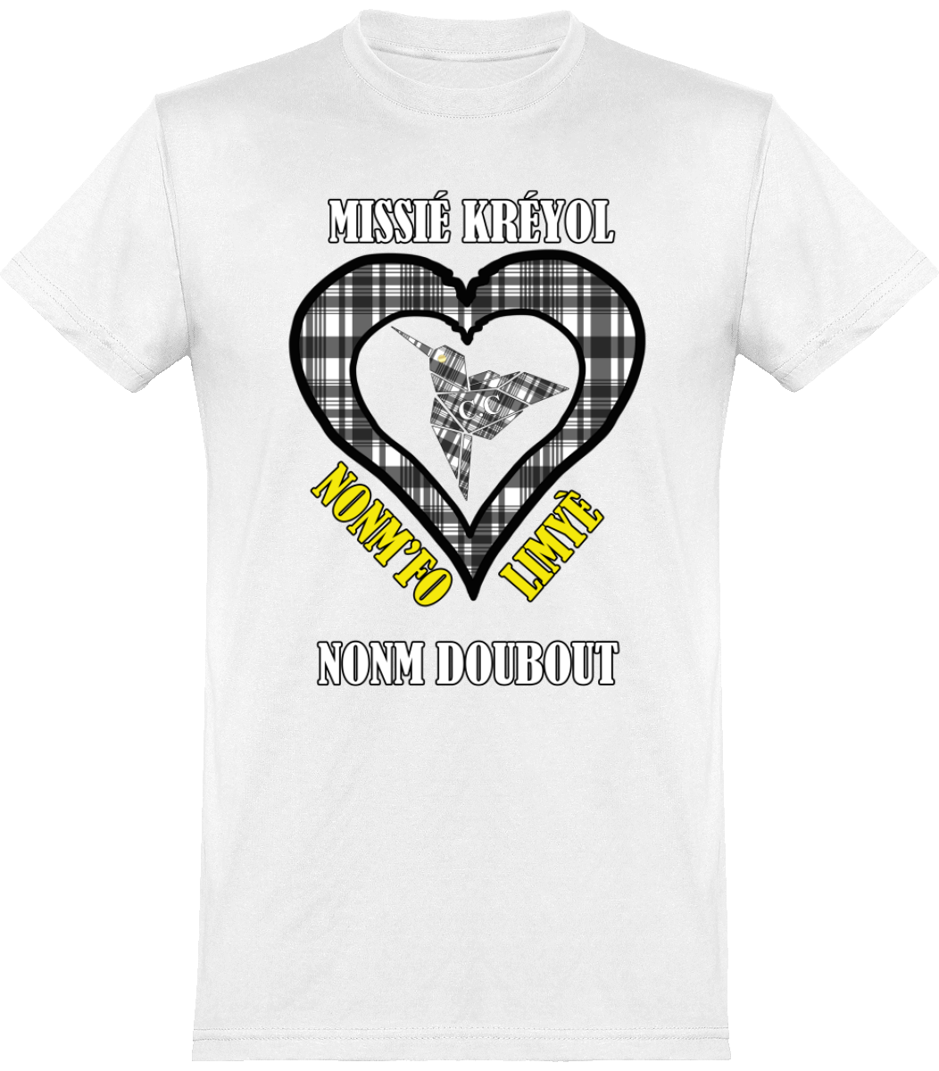 Tee Shirt Missié Kréyol Madras Noir & Blanc