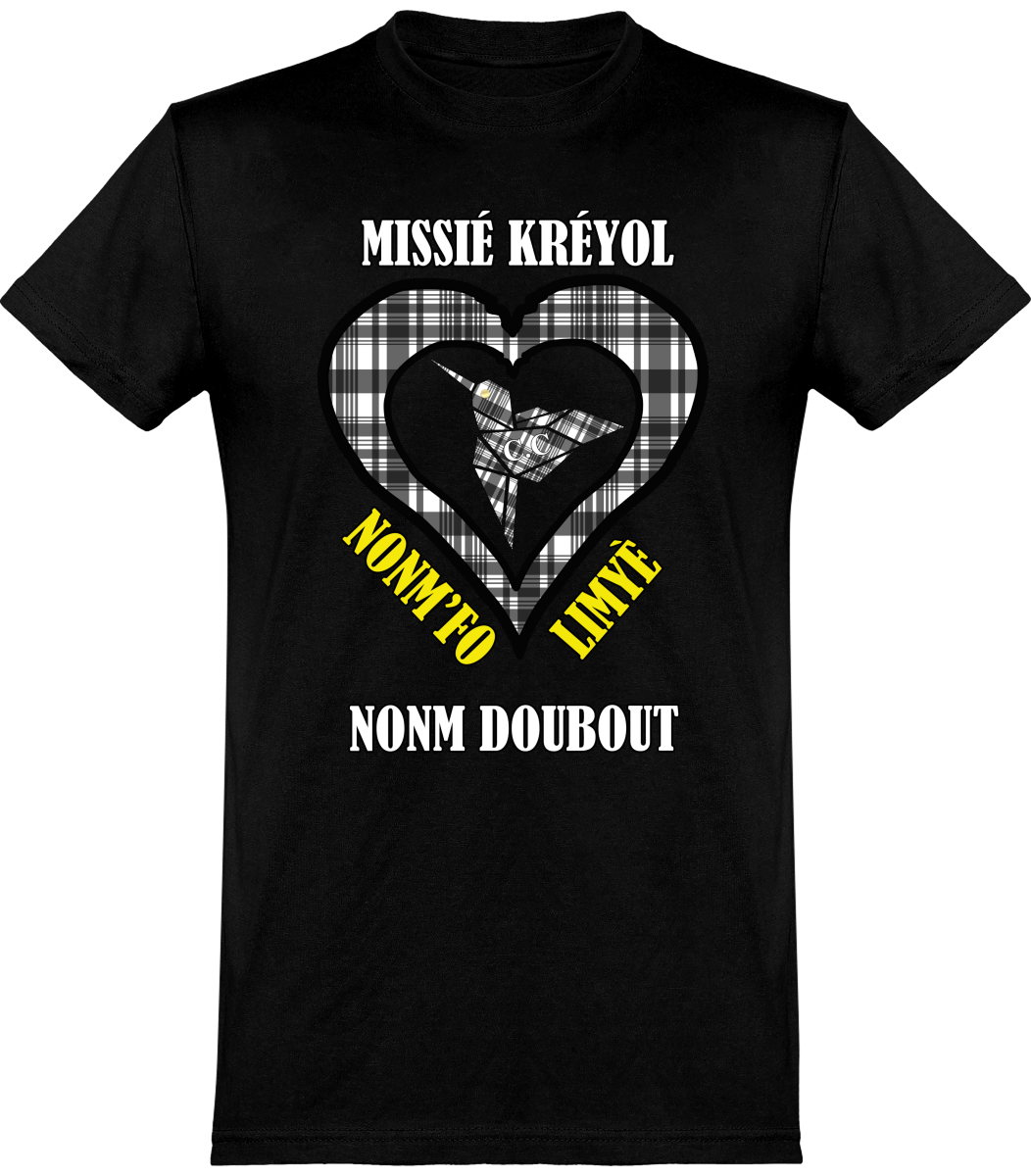 Tee Shirt Missié Kréyol Madras Noir & Blanc