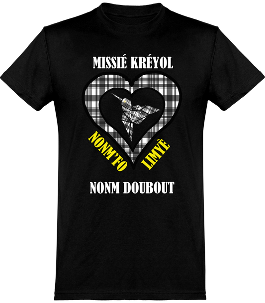 Tee Shirt Missié Kréyol Madras Noir & Blanc