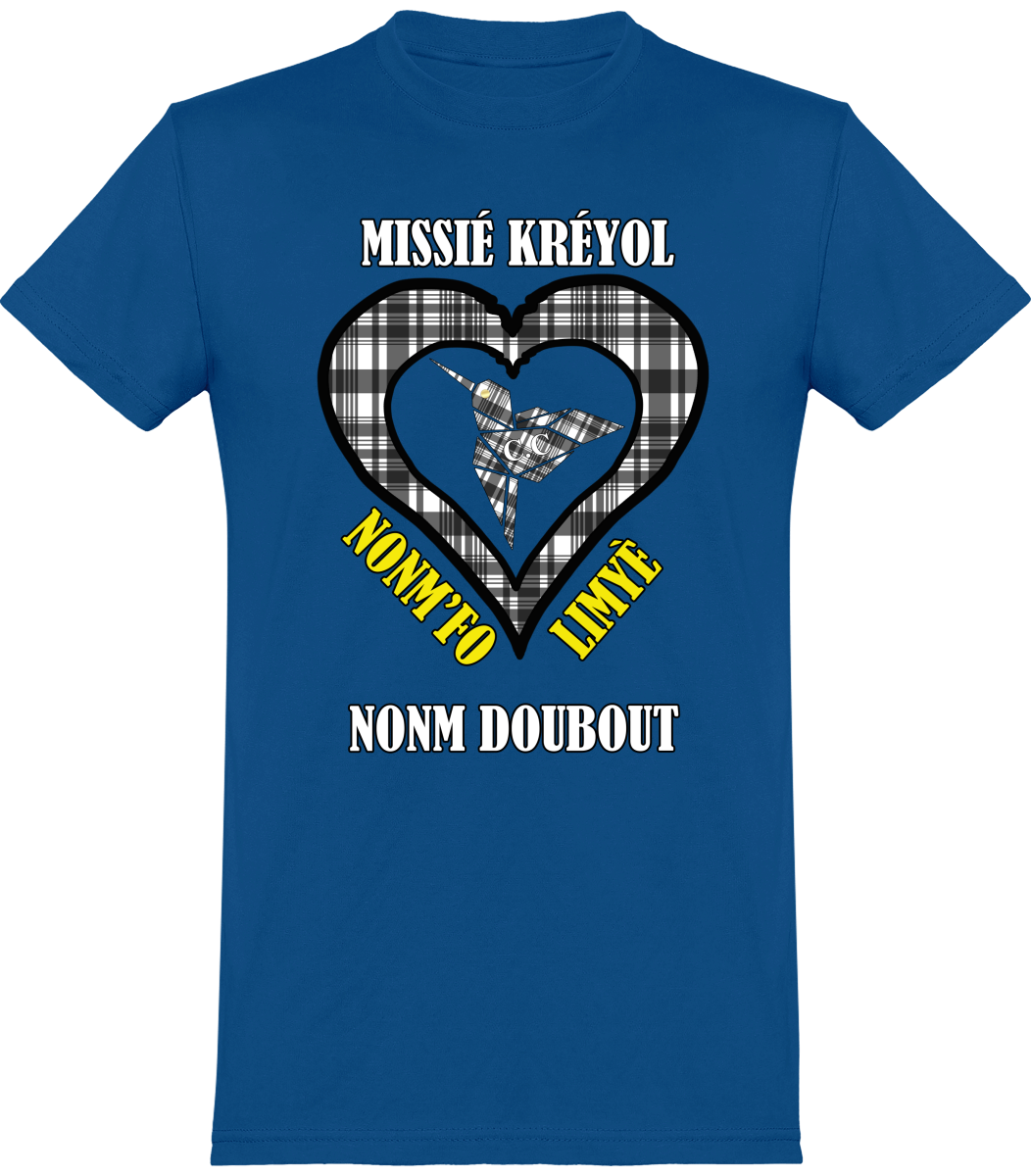 Tee Shirt Missié Kréyol Madras Noir & Blanc
