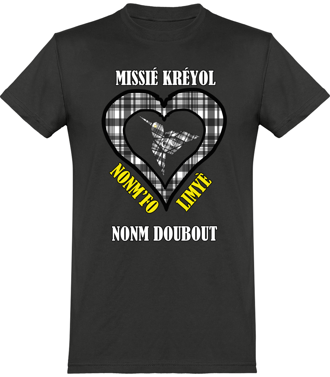 Tee Shirt Missié Kréyol Madras Noir & Blanc