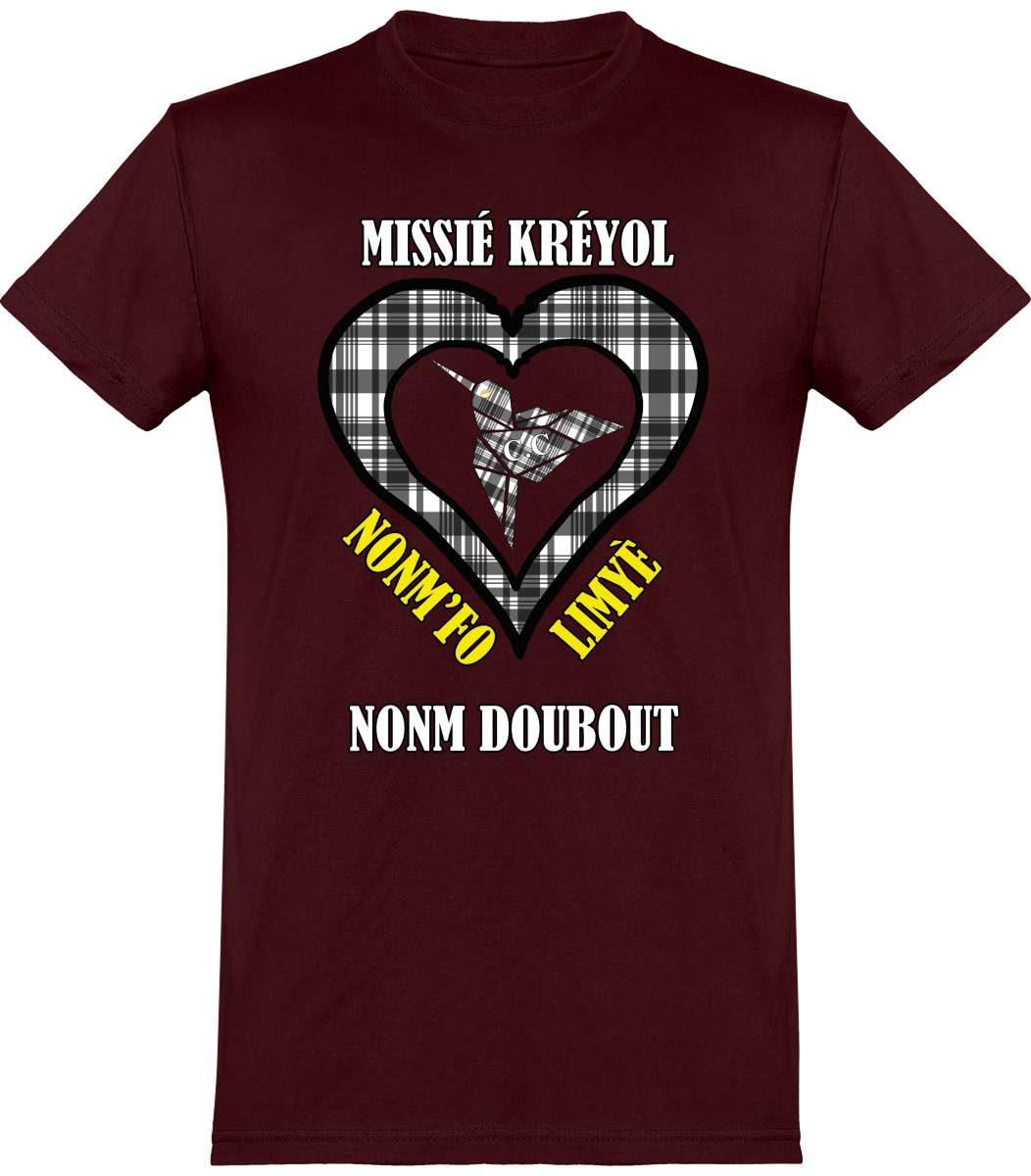 Tee Shirt Missié Kréyol Madras Noir & Blanc