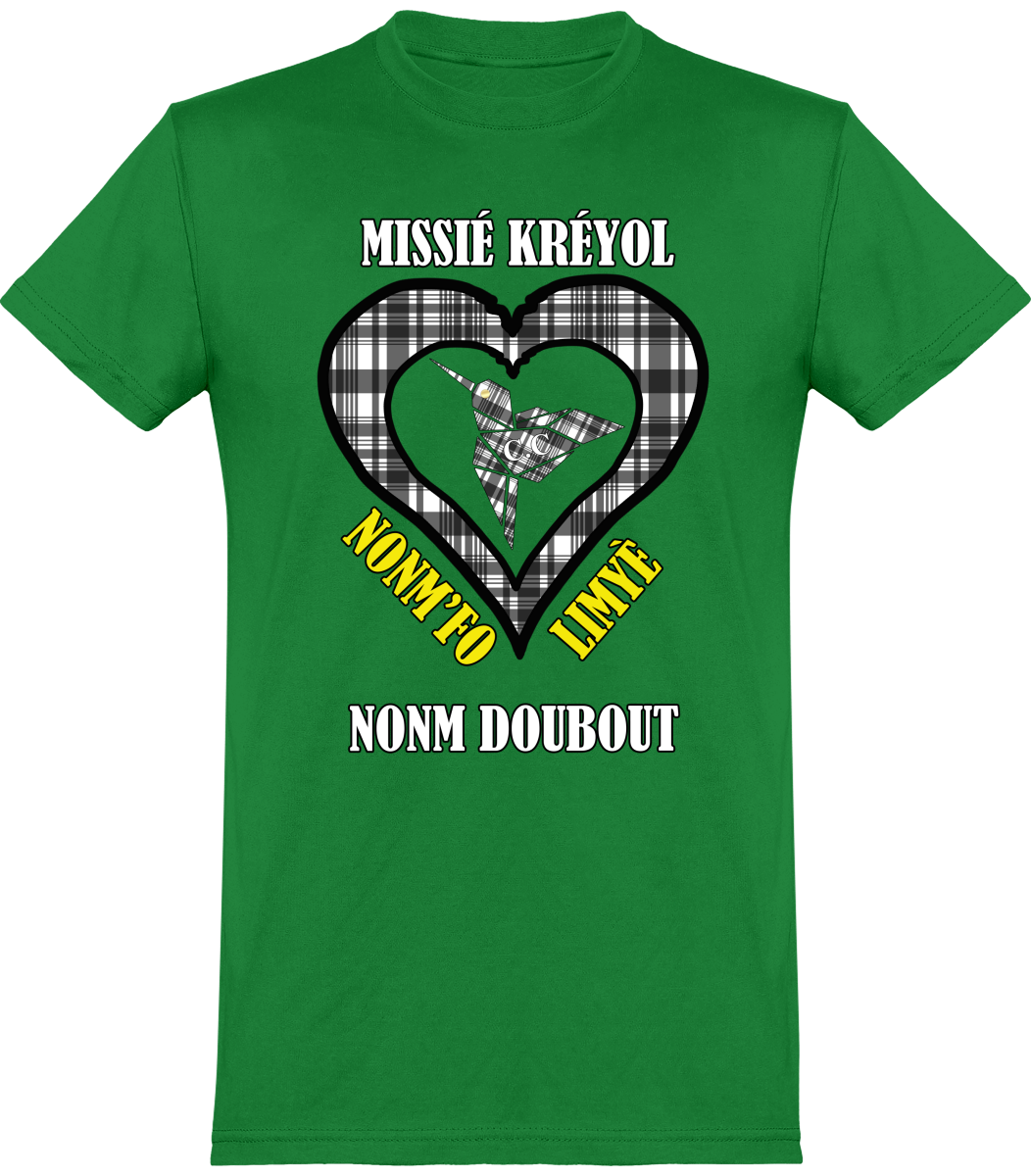 Tee Shirt Missié Kréyol Madras Noir & Blanc
