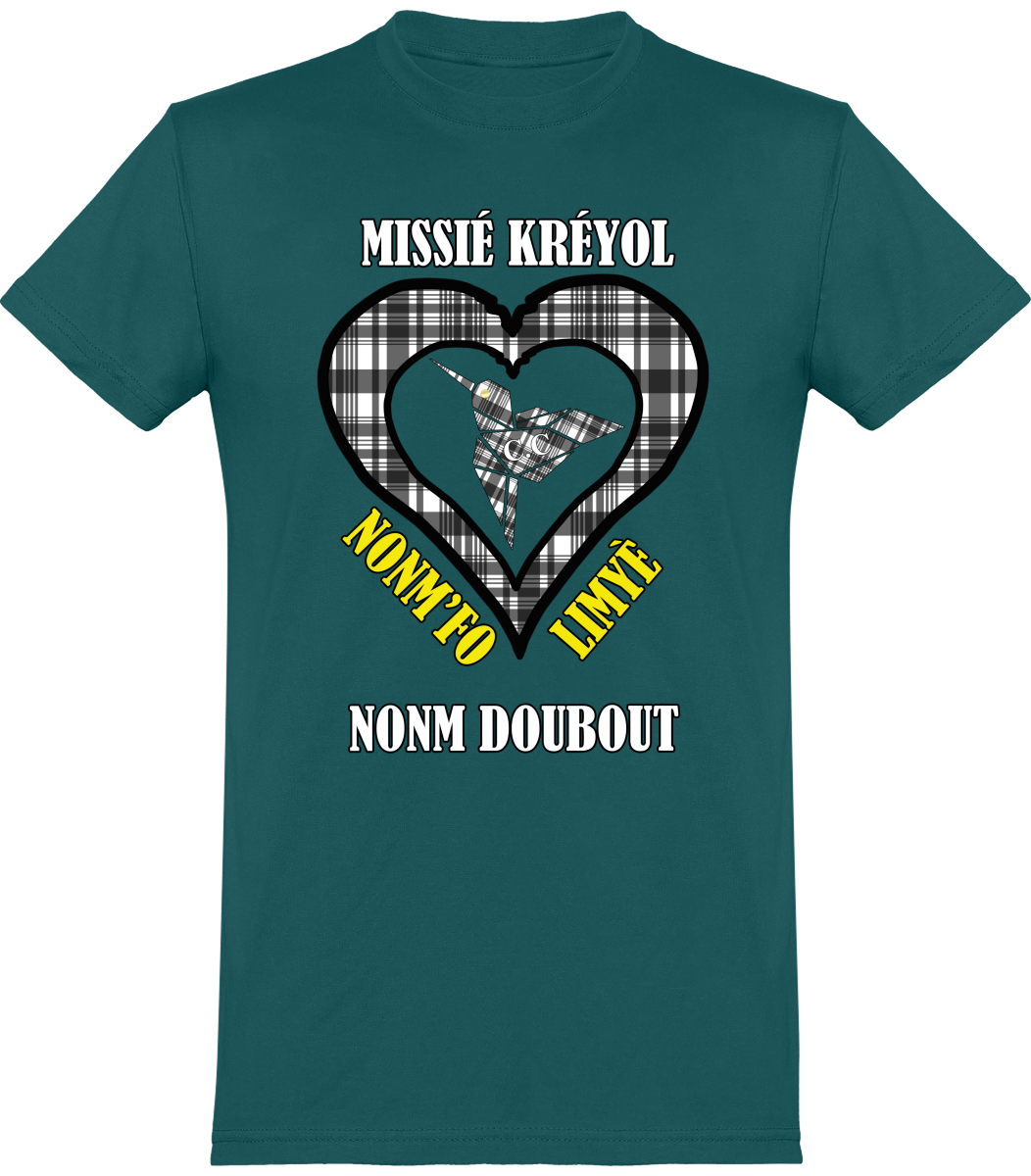 Tee Shirt Missié Kréyol Madras Noir & Blanc