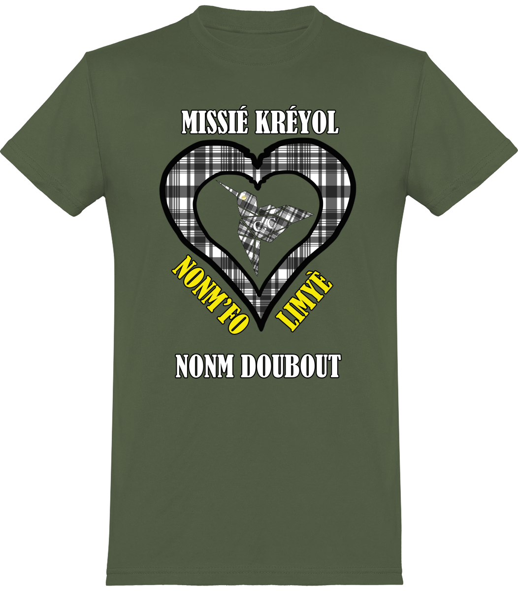 Tee Shirt Missié Kréyol Madras Noir & Blanc