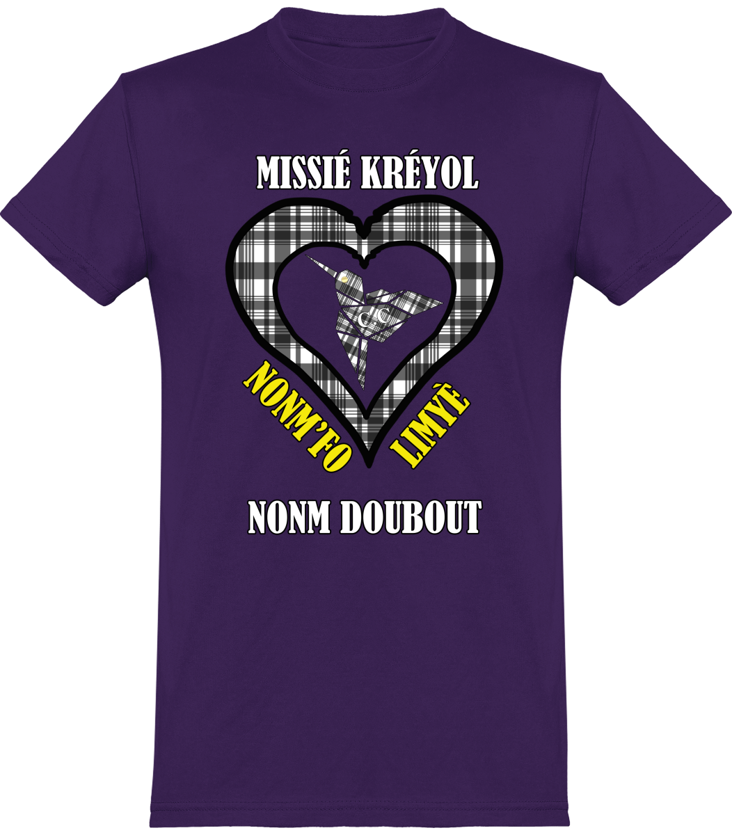Tee Shirt Missié Kréyol Madras Noir & Blanc