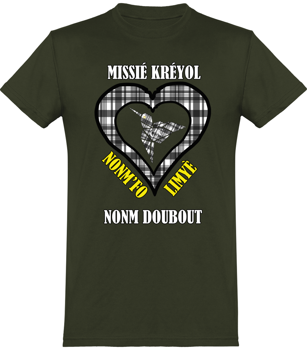 Tee Shirt Missié Kréyol Madras Noir & Blanc