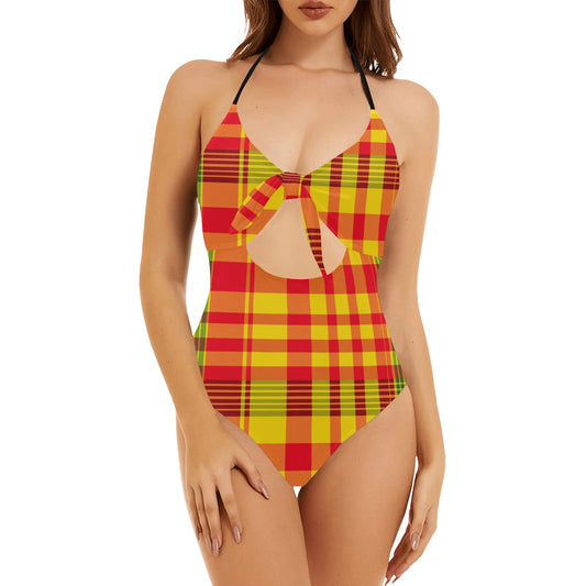 Maillot créole à nœud Madras Sunshine