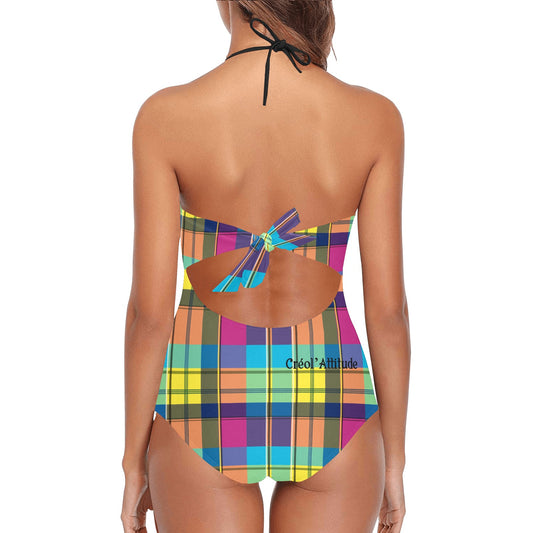 Maillot Créole à dentelle chic Madras Arc-en-ciel