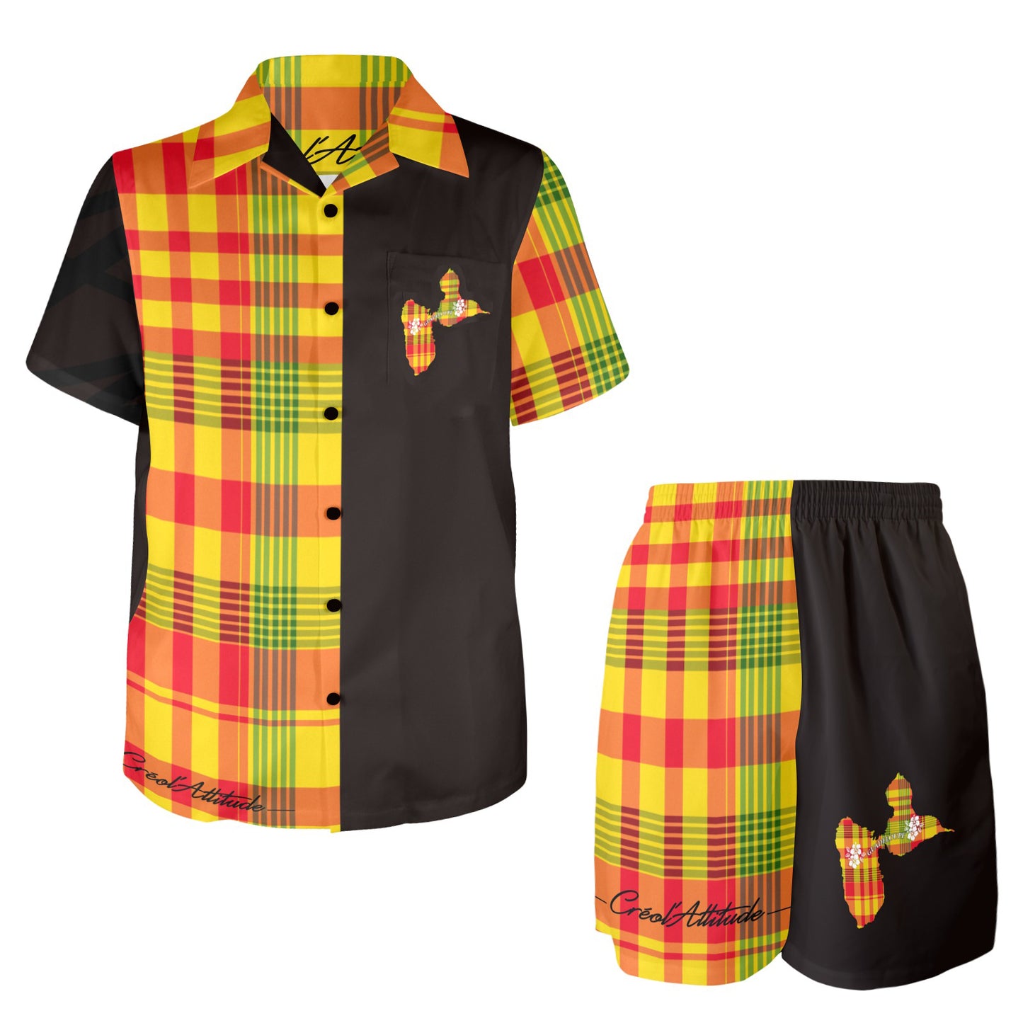 Ensemble chemise short Madras Sunshine