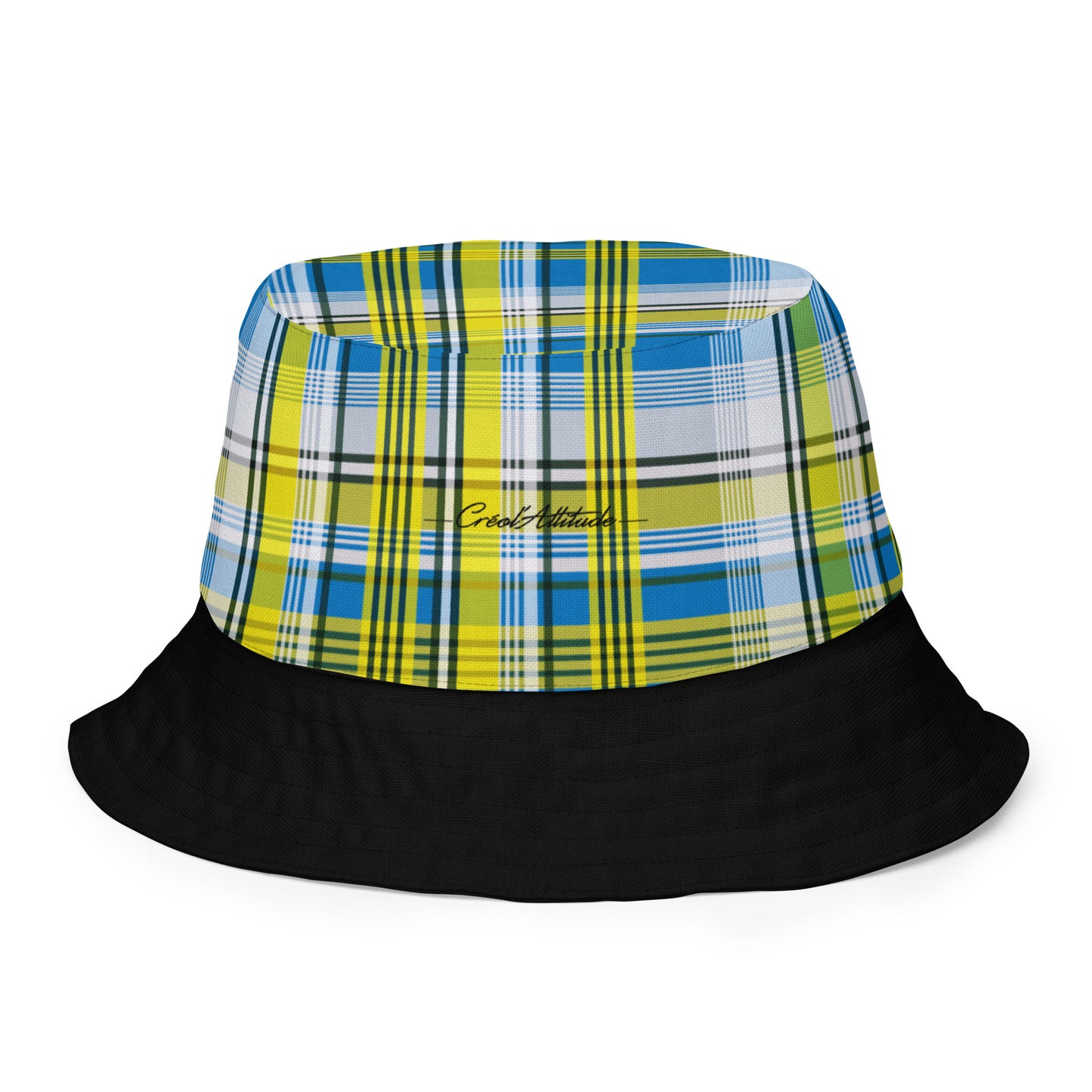 Bob réversible asymétrique Madras Bleu/Noir