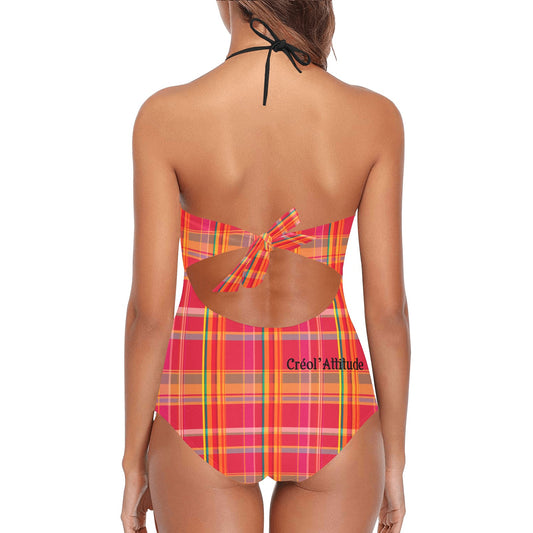 Maillot Créole à dentelle chic Madras Rouge