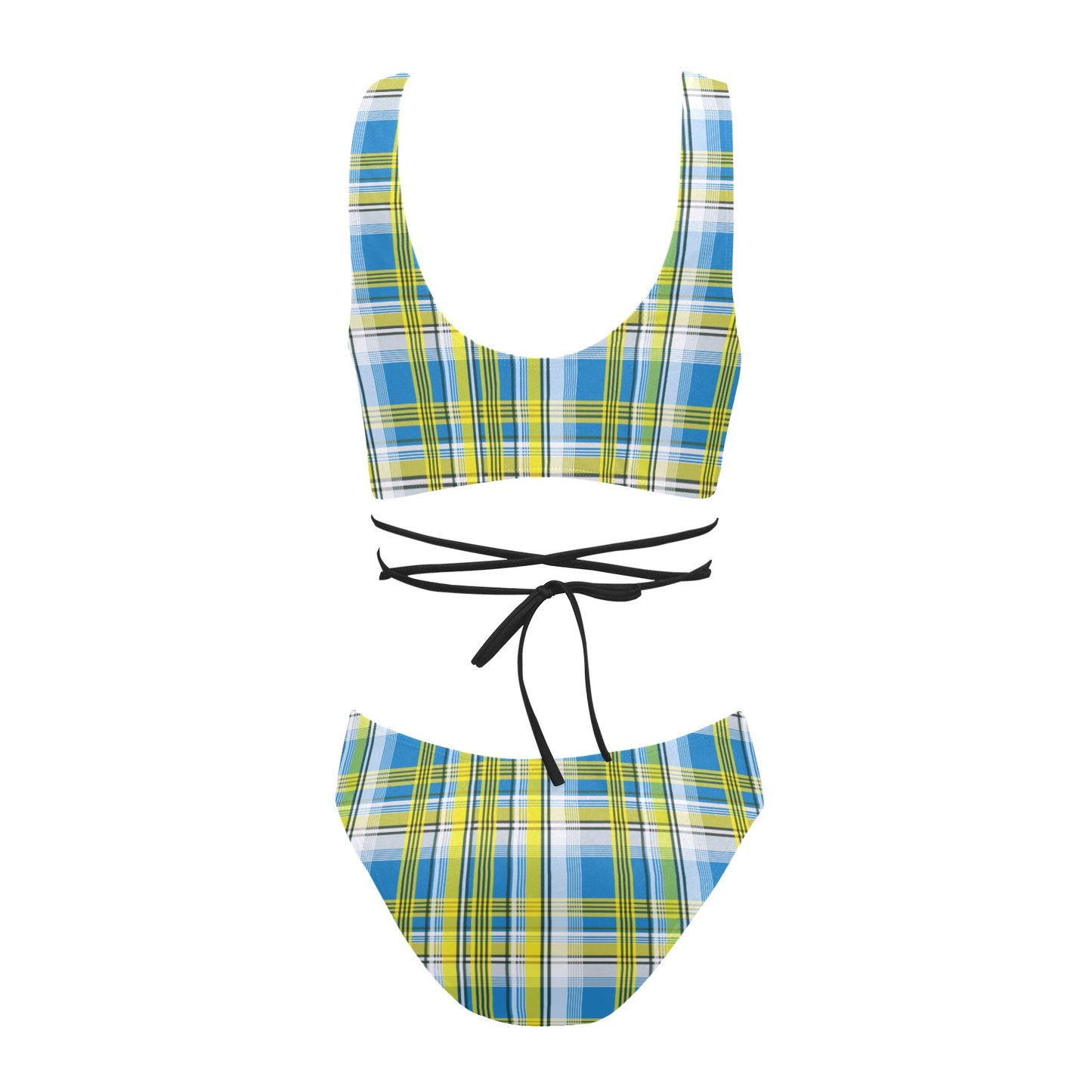 Maillot lacet Madras bleu