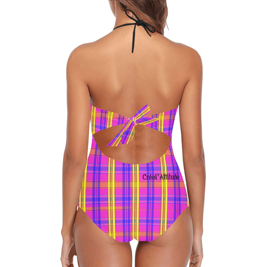 Maillot Créole à dentelle chic Madras Violet