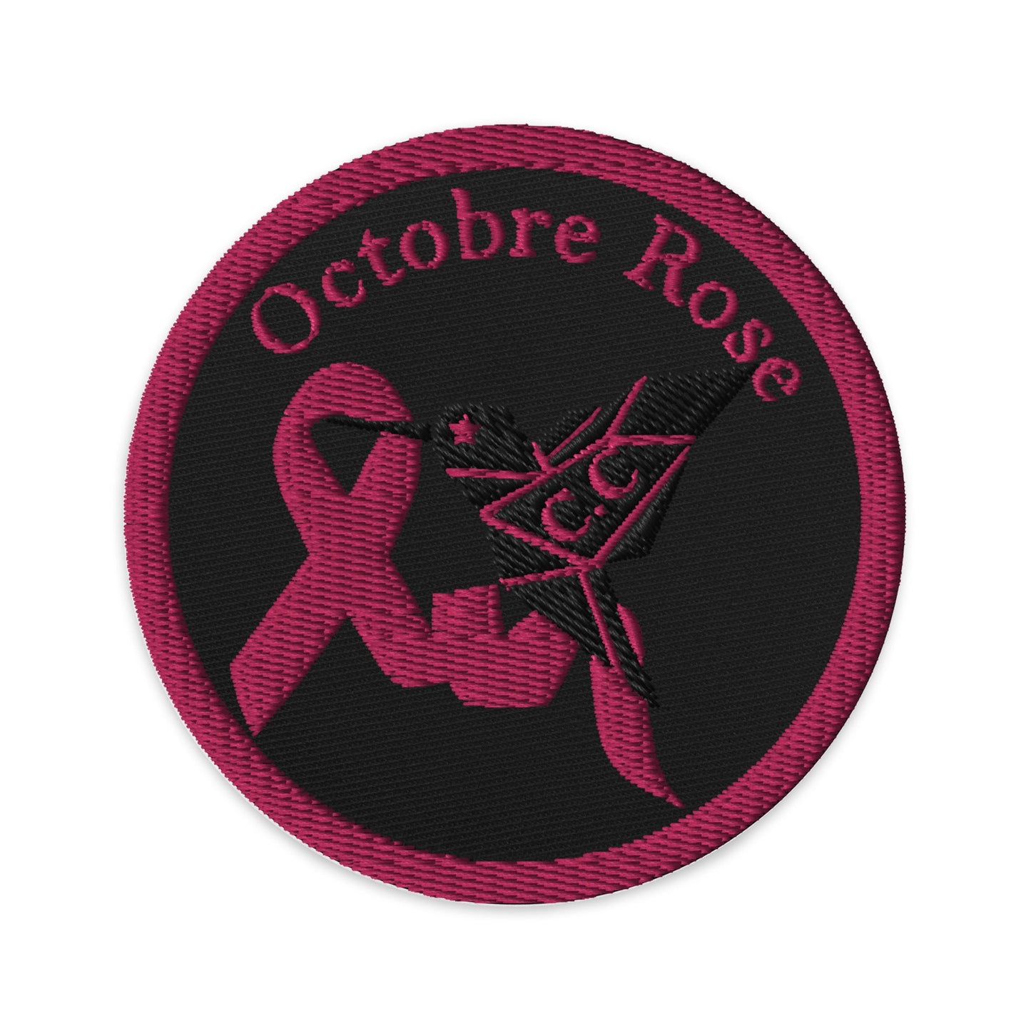 Ecusson Patch brodés rond Colibri's Octobre Rose