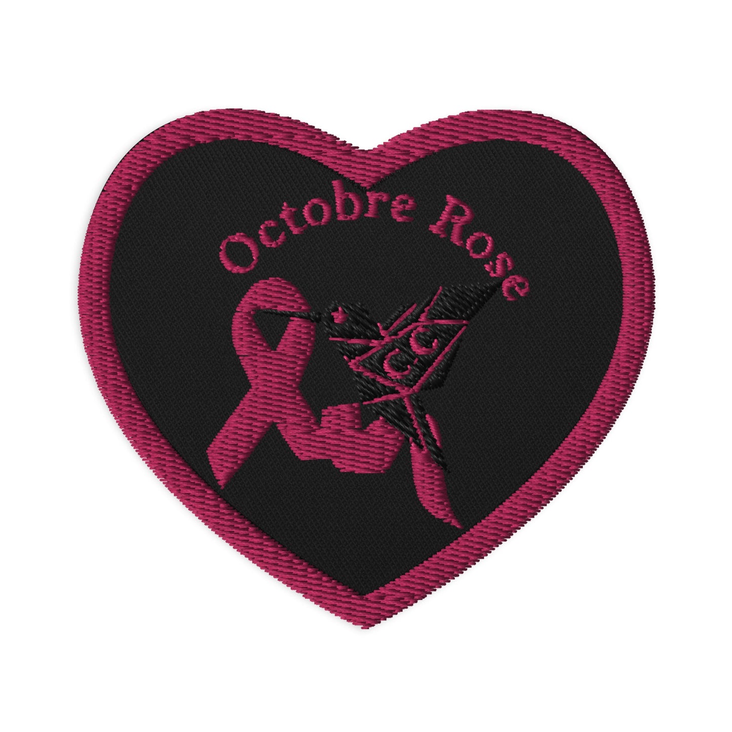 Ecusson Patch brodé coeur Colibri's Octobre rose