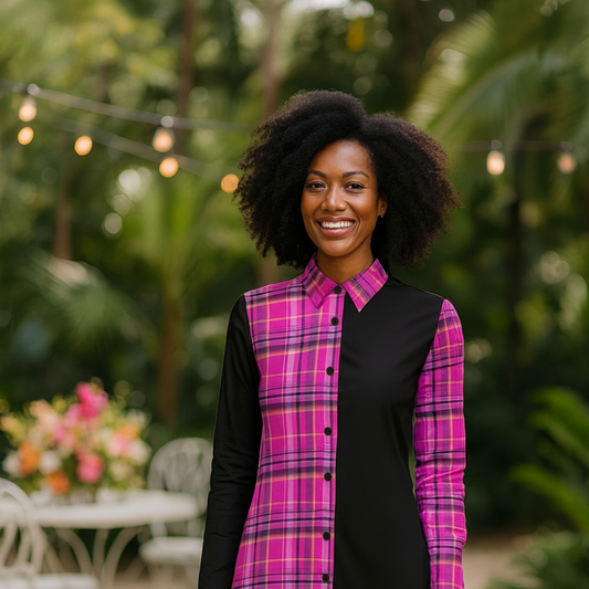 Robe Chemise Madras Framboise
