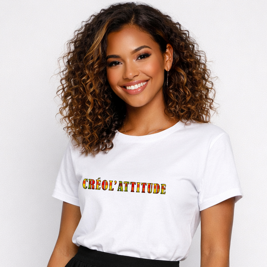 Tee-shirt blanc unisexe Créol'Attitude Madras