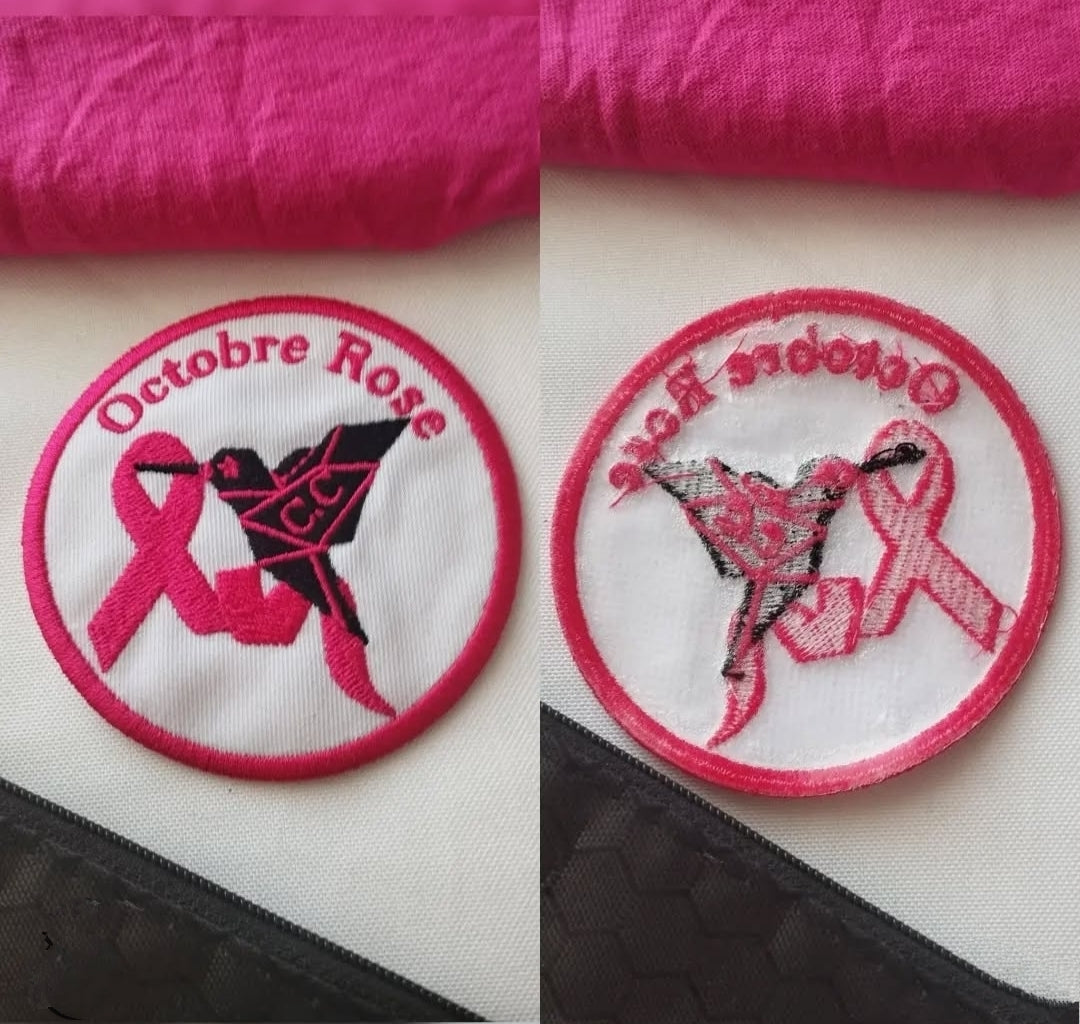 Ecusson Patch brodés rond Colibri's Octobre Rose