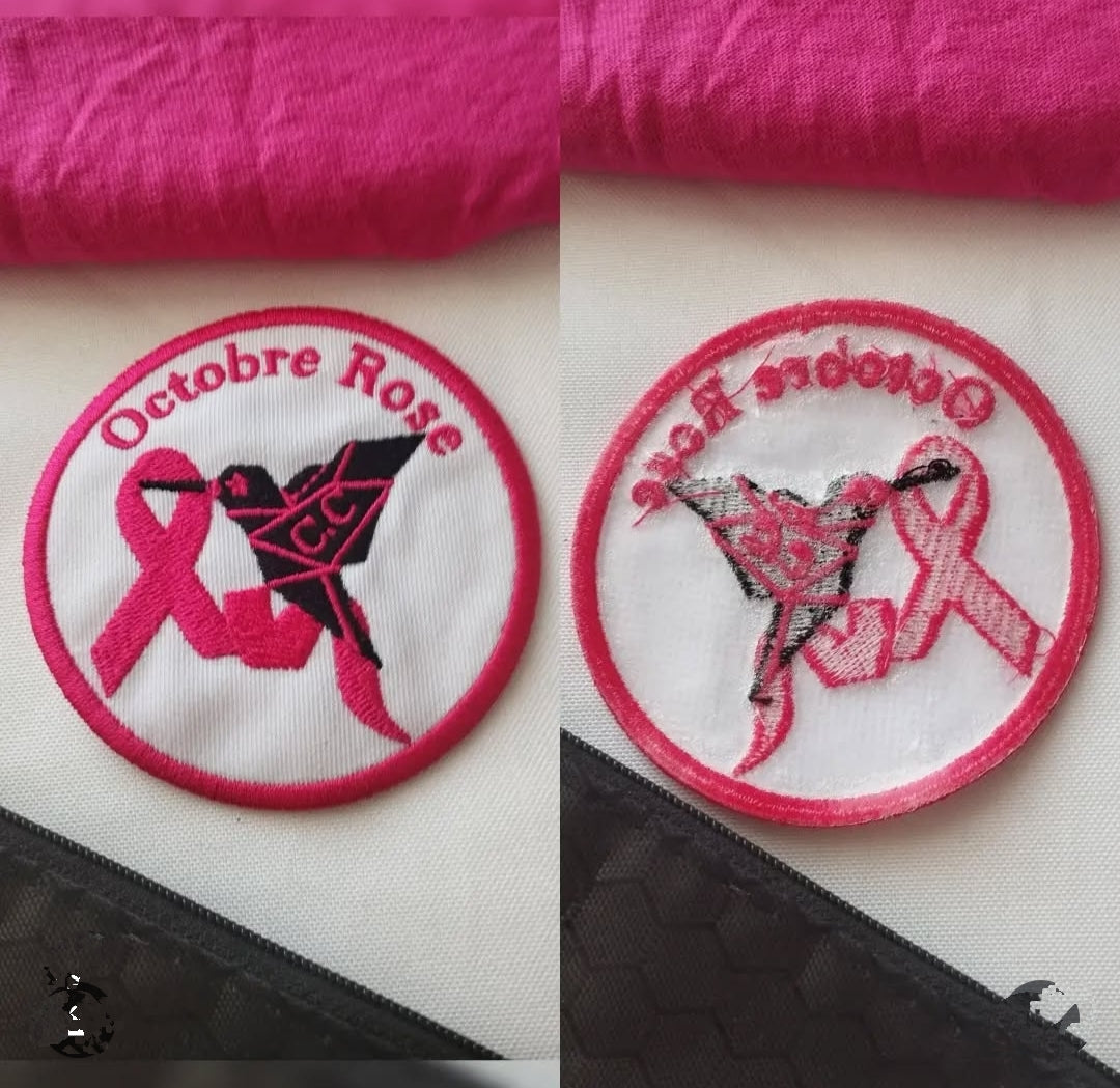 Ecusson Patch brodés rond Colibri's Octobre Rose