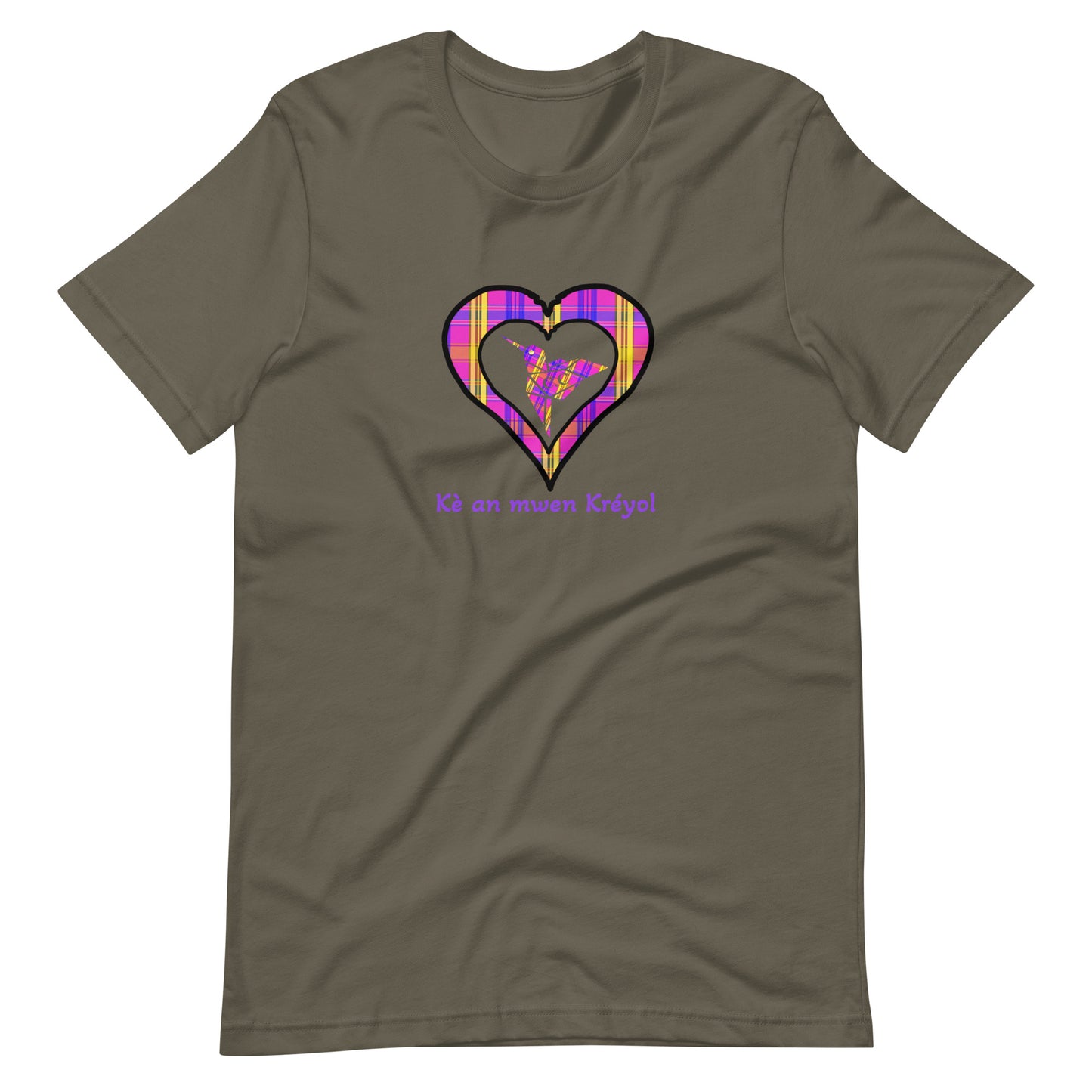 T-shirt ajusté Unisexe Coeur Madras Violet Kè an mwen