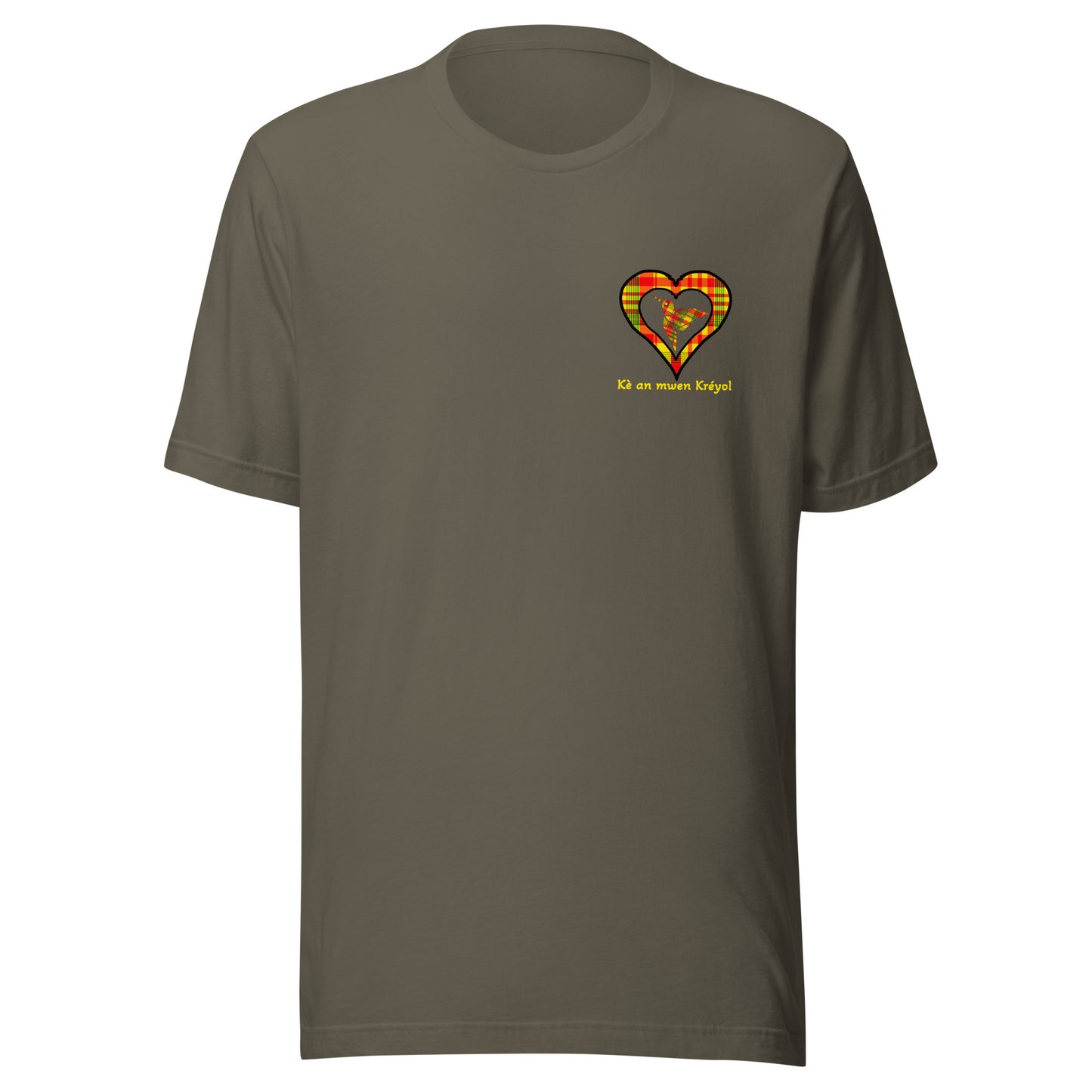 T-shirt ajusté Unisexe Coeur poitrine Madras Sunshine Kè an mwen