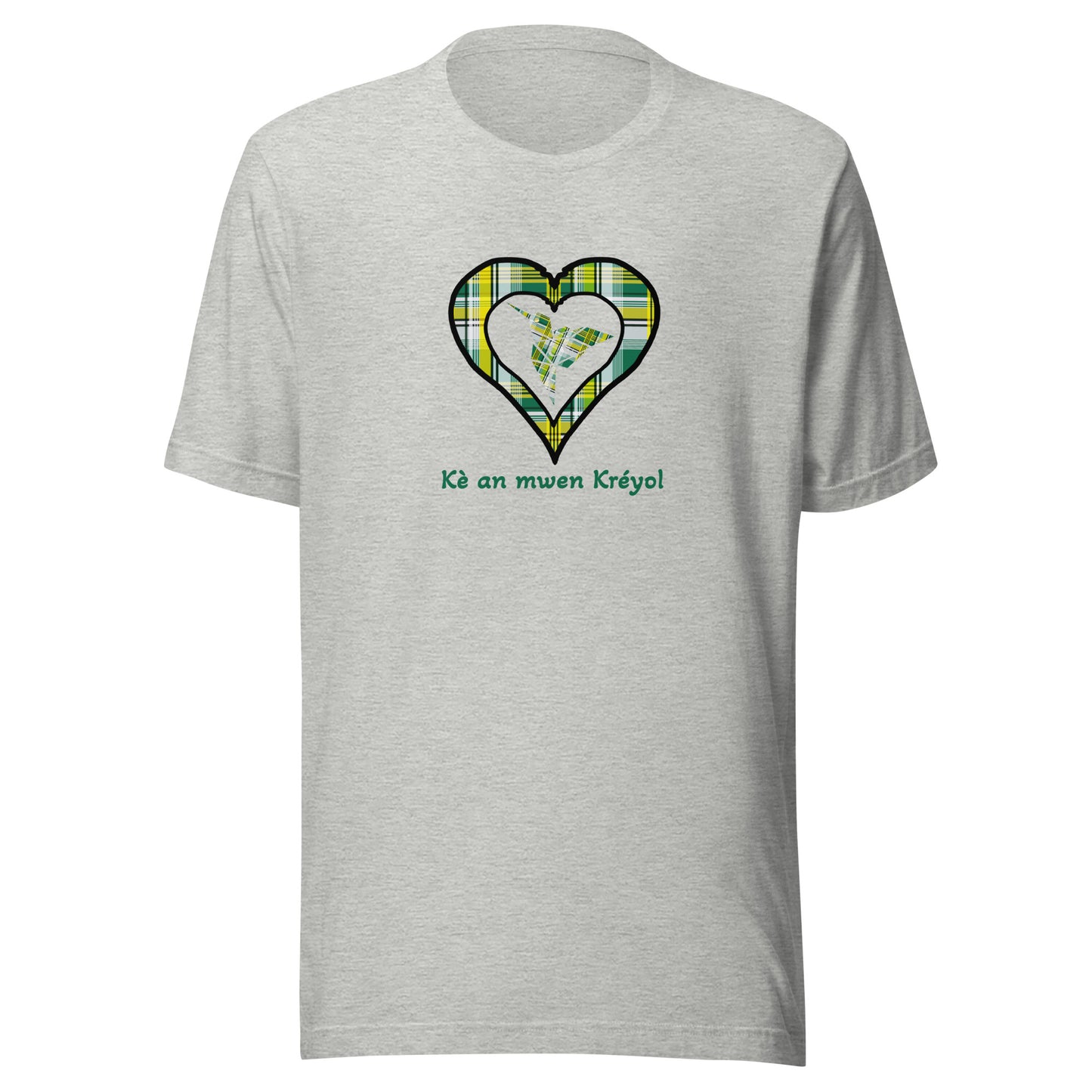 T-shirt ajusté Unisexe Coeur Madras Vert Kè an mwen