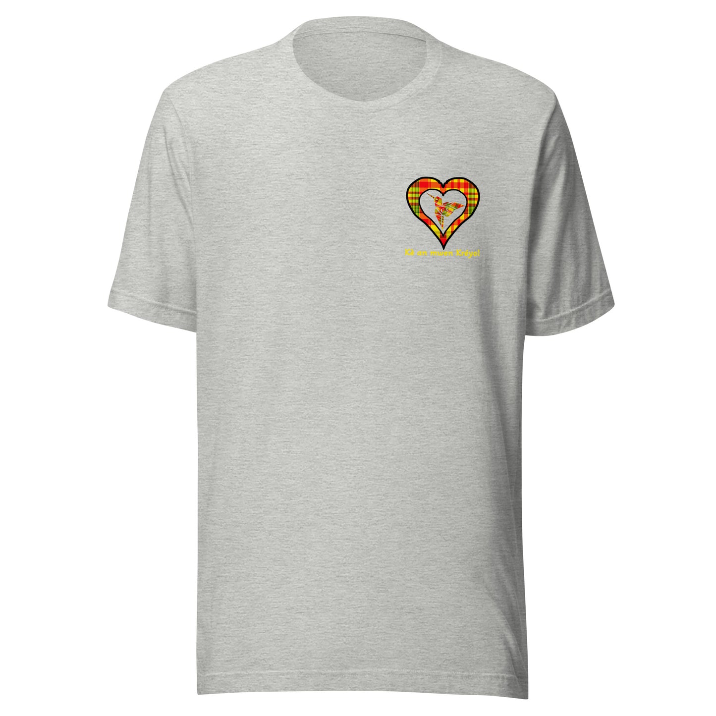 T-shirt ajusté Unisexe Coeur poitrine Madras Sunshine Kè an mwen