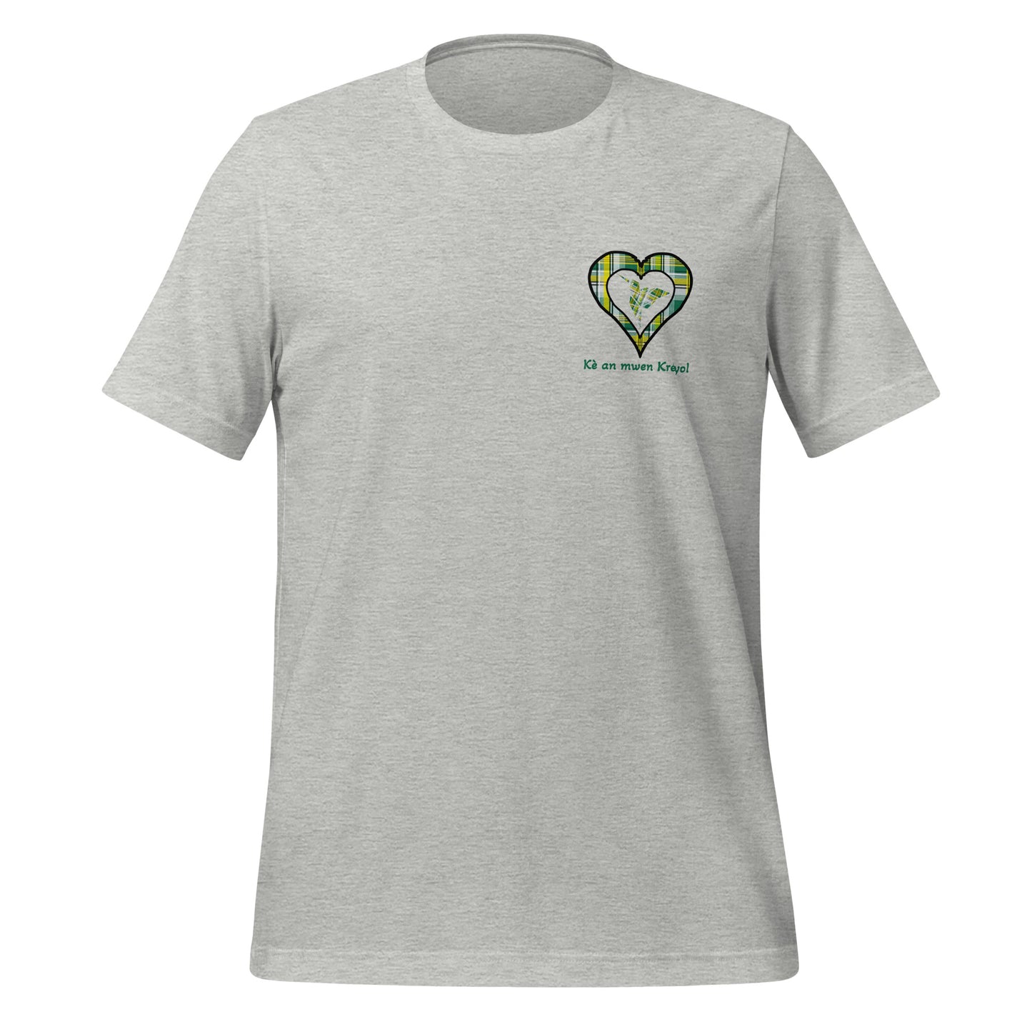 T-shirt ajusté Unisexe Coeur poitrine Madras Vert Kè an mwen