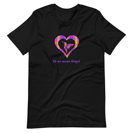 T-shirt ajusté Unisexe Coeur Madras Violet Kè an mwen