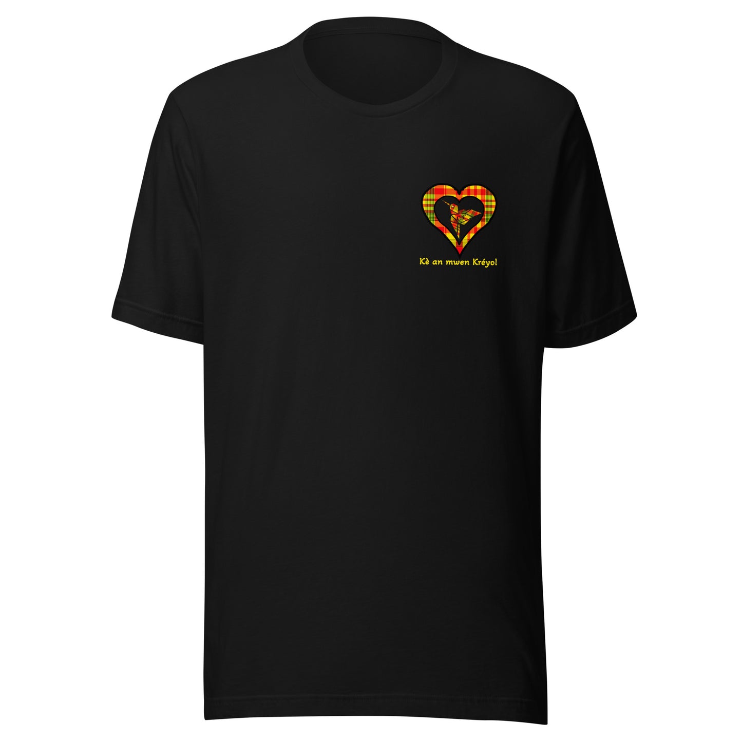 T-shirt ajusté Unisexe Coeur poitrine Madras Sunshine Kè an mwen
