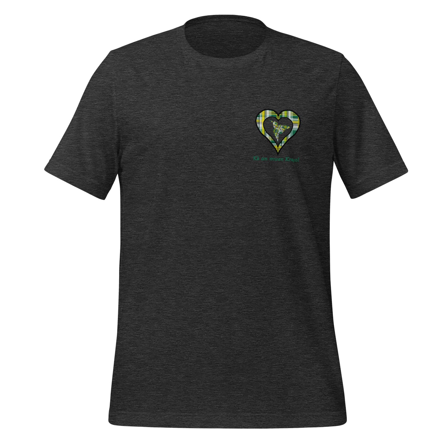 T-shirt ajusté Unisexe Coeur poitrine Madras Vert Kè an mwen