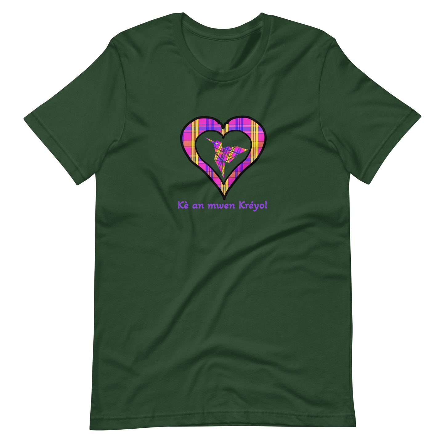 T-shirt ajusté Unisexe Coeur Madras Violet Kè an mwen