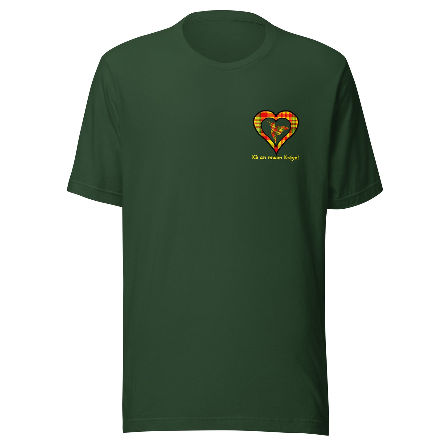 T-shirt ajusté Unisexe Coeur poitrine Madras Sunshine Kè an mwen