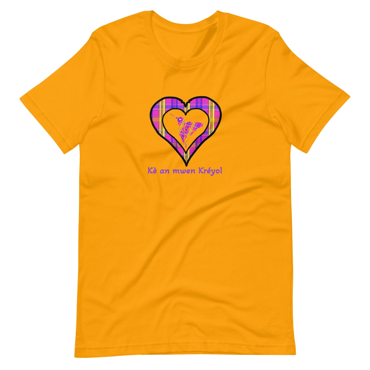 T-shirt ajusté Unisexe Coeur Madras Violet Kè an mwen