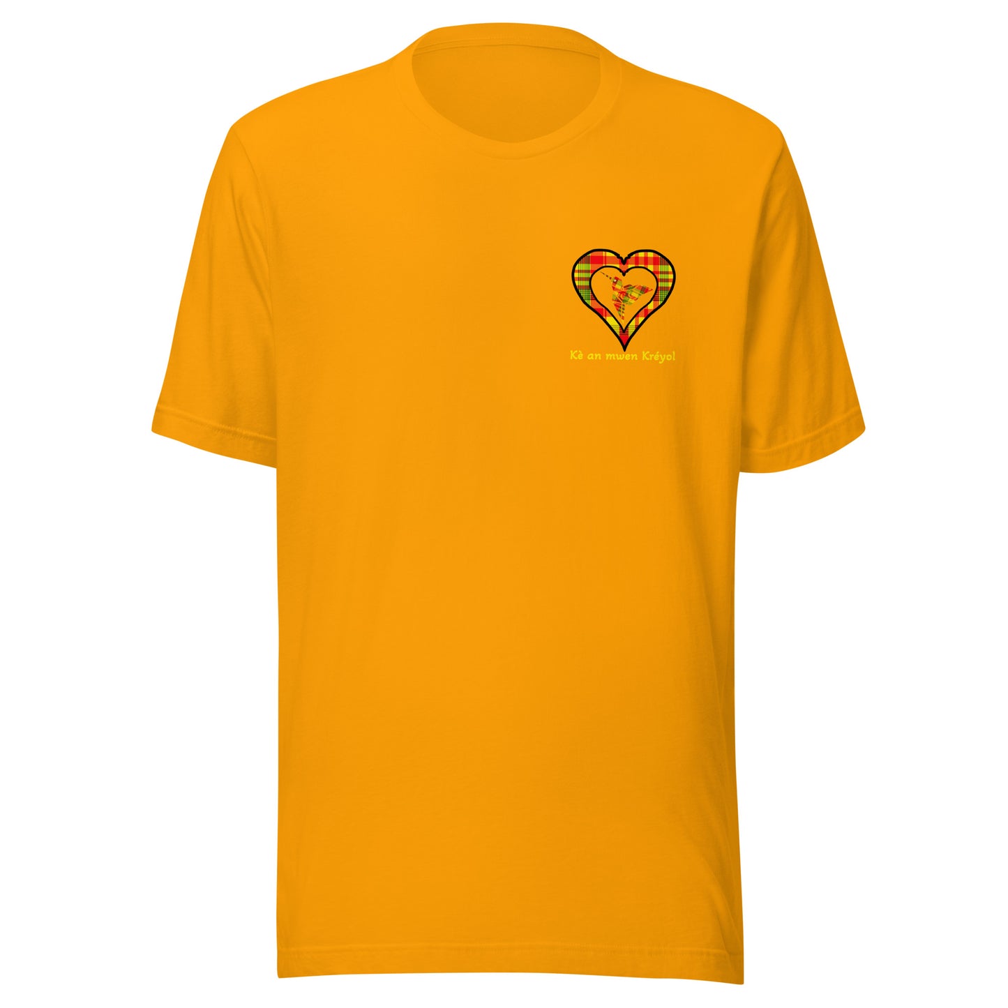 T-shirt ajusté Unisexe Coeur poitrine Madras Sunshine Kè an mwen