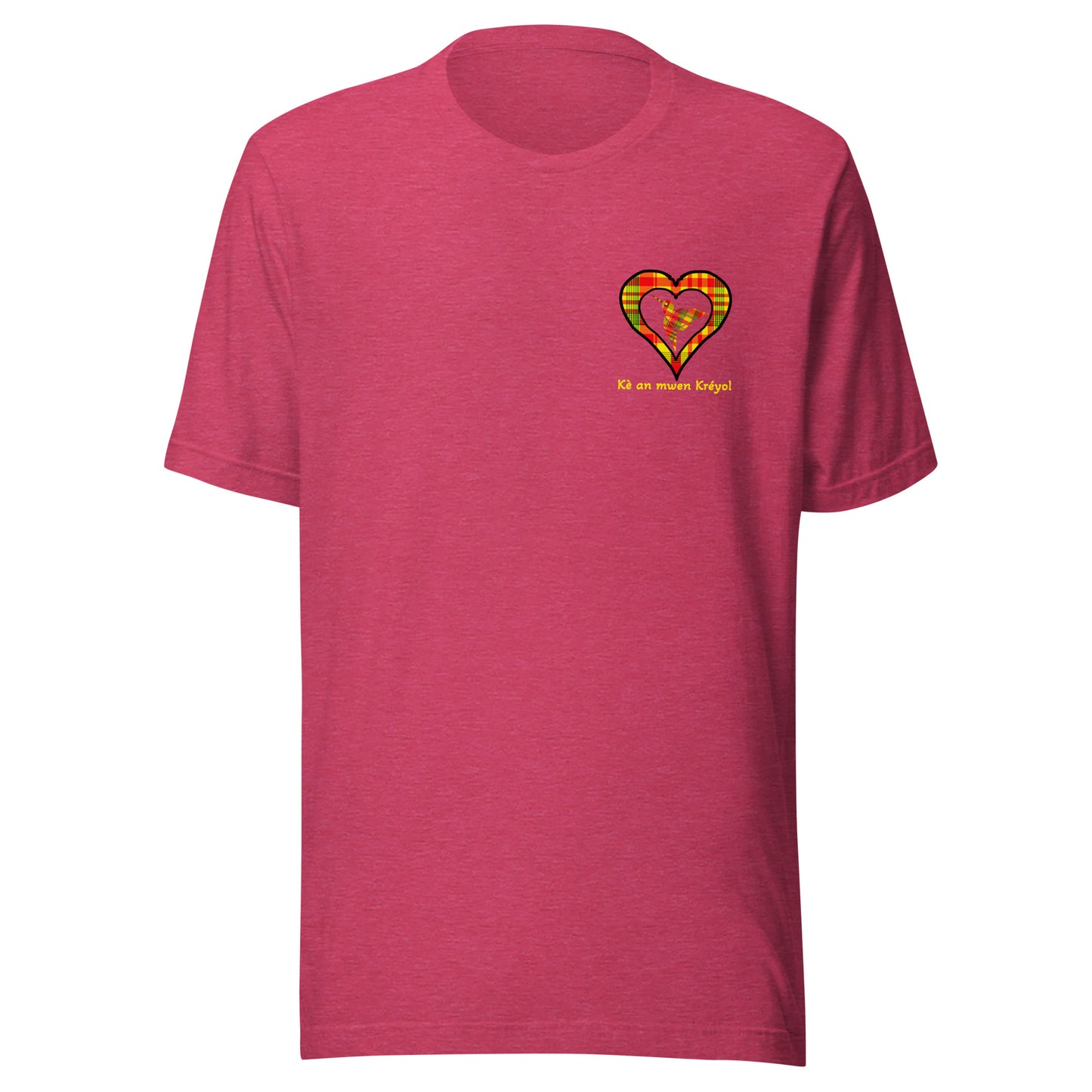 T-shirt ajusté Unisexe Coeur poitrine Madras Sunshine Kè an mwen