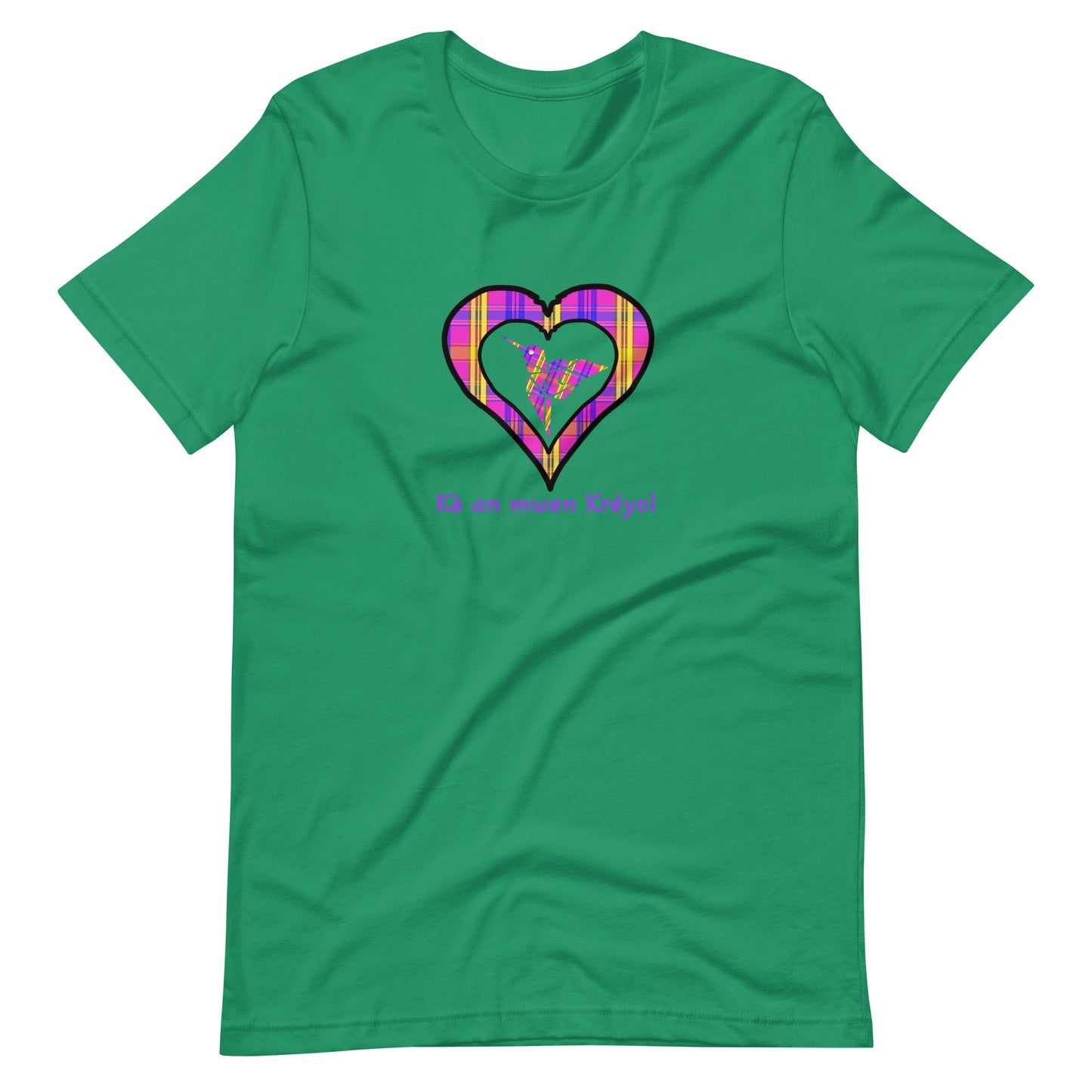 T-shirt ajusté Unisexe Coeur Madras Violet Kè an mwen