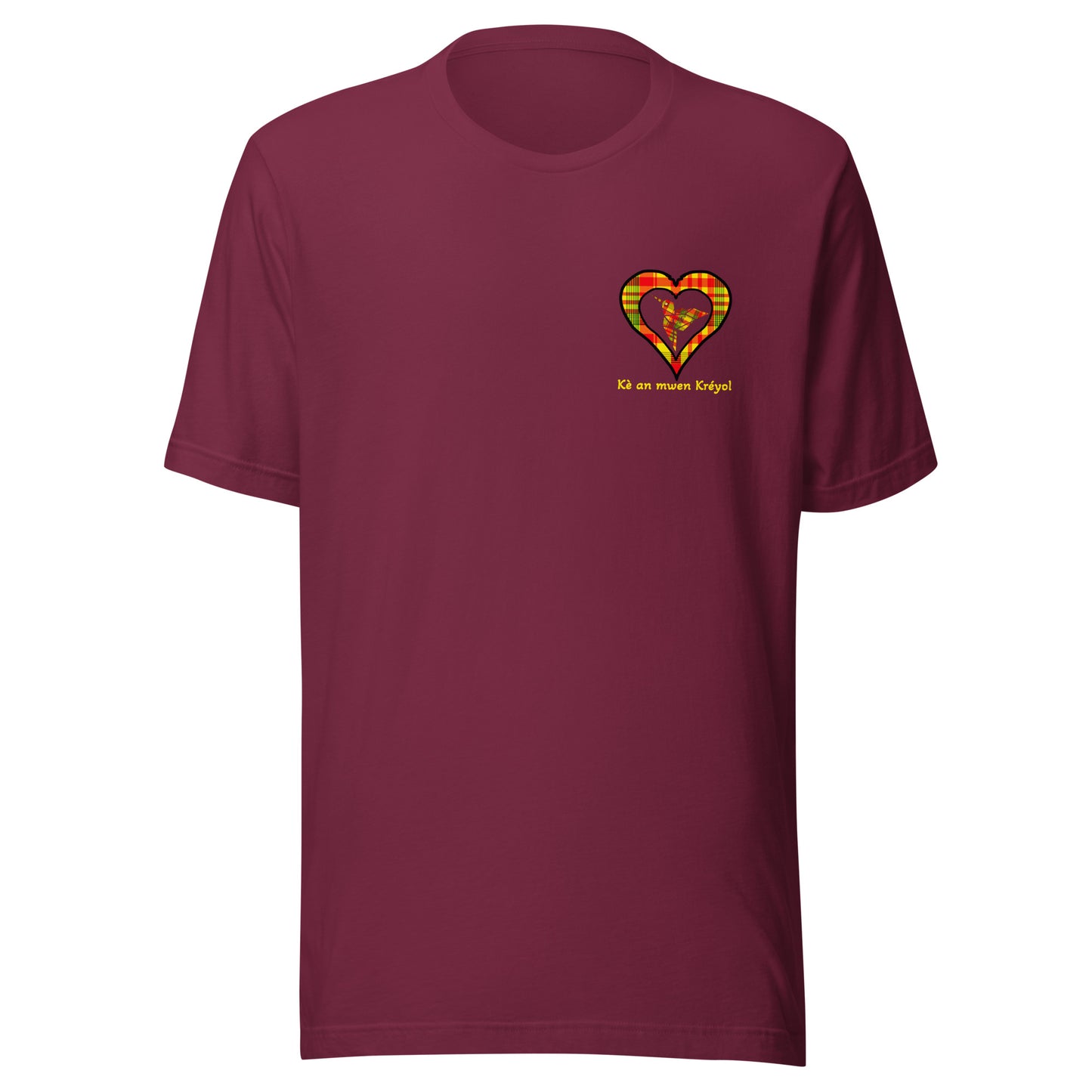 T-shirt ajusté Unisexe Coeur poitrine Madras Sunshine Kè an mwen