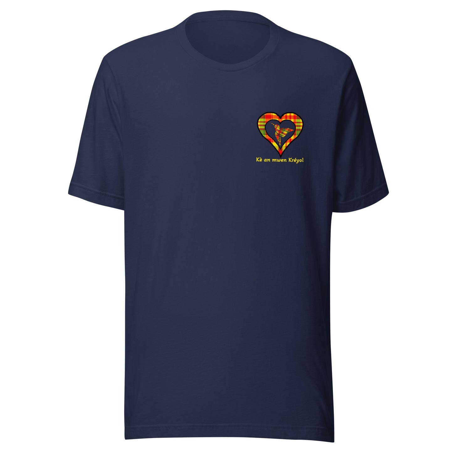 T-shirt ajusté Unisexe Coeur poitrine Madras Sunshine Kè an mwen