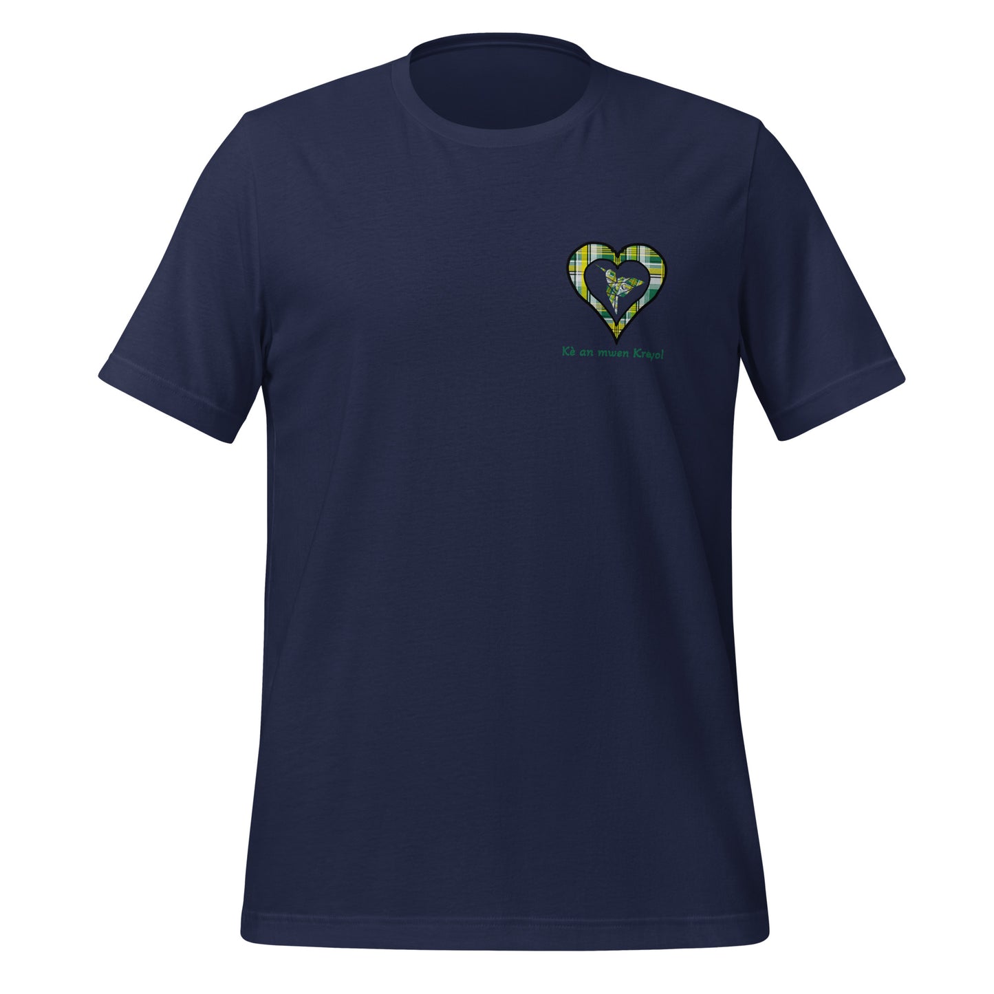 T-shirt ajusté Unisexe Coeur poitrine Madras Vert Kè an mwen