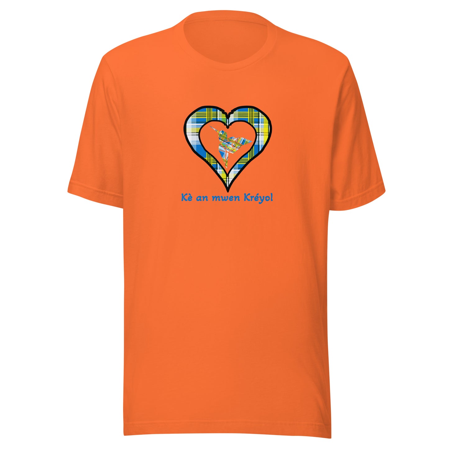 T-shirt ajusté Unisexe Coeur Madras Bleu Kè an mwen
