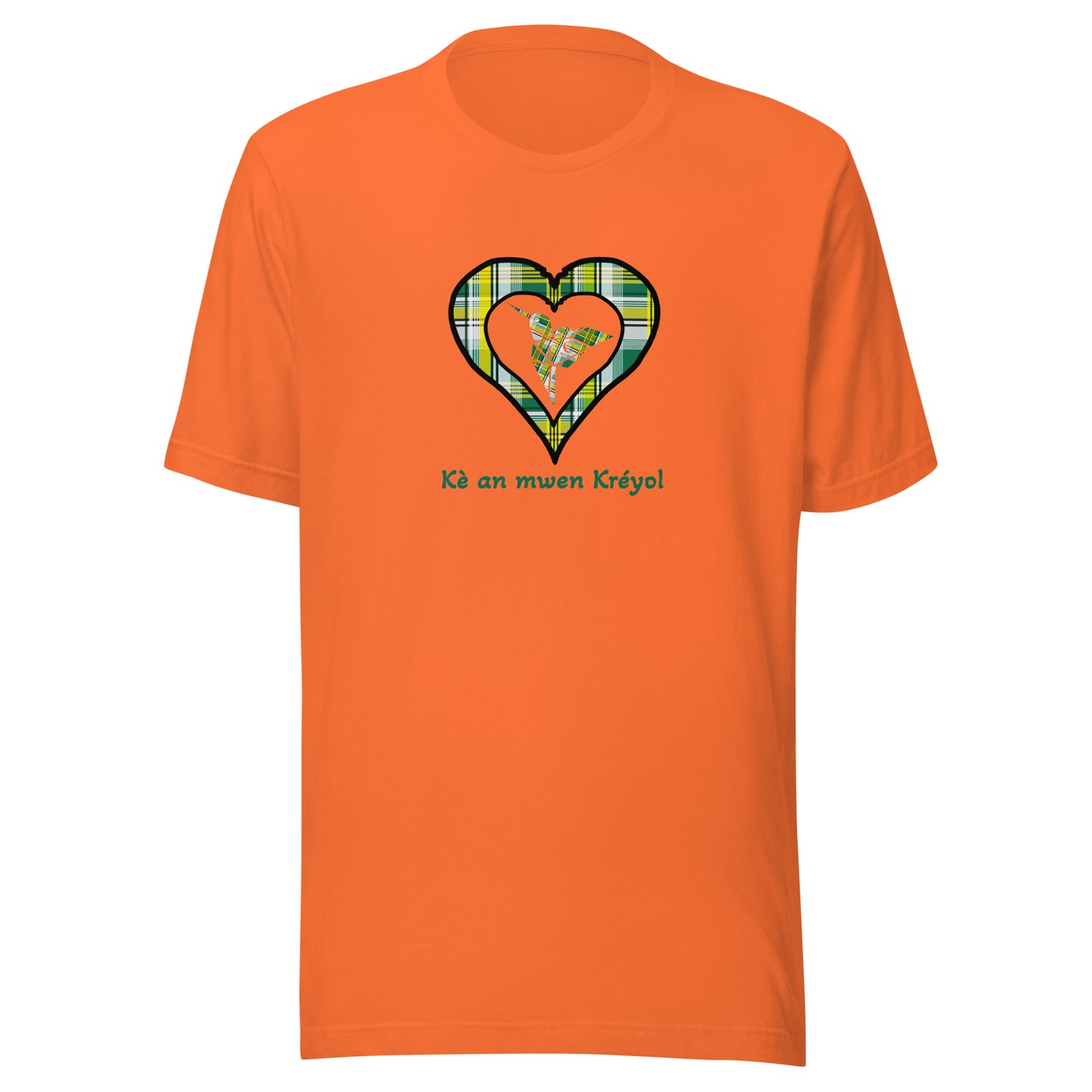 T-shirt ajusté Unisexe Coeur Madras Vert Kè an mwen